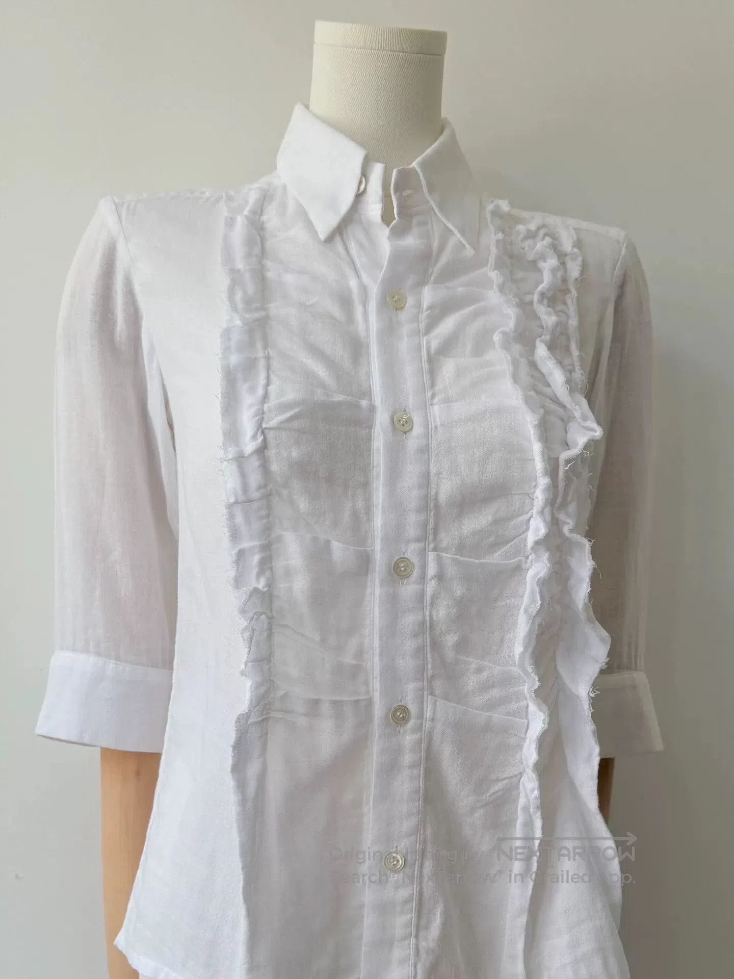 Y's Yohji Yamamoto Y's 90s Ruffled Shirt. Size S / US 4 / IT 40 - 4 Thumbnail