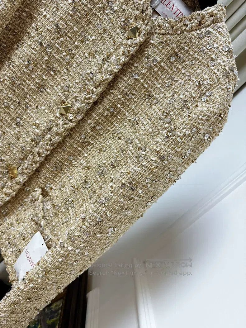 Valentino Valentino Gold embroidered beaded sequins wicker nailed tw Size L / US 10 / IT 46 - 2 Thumbnail