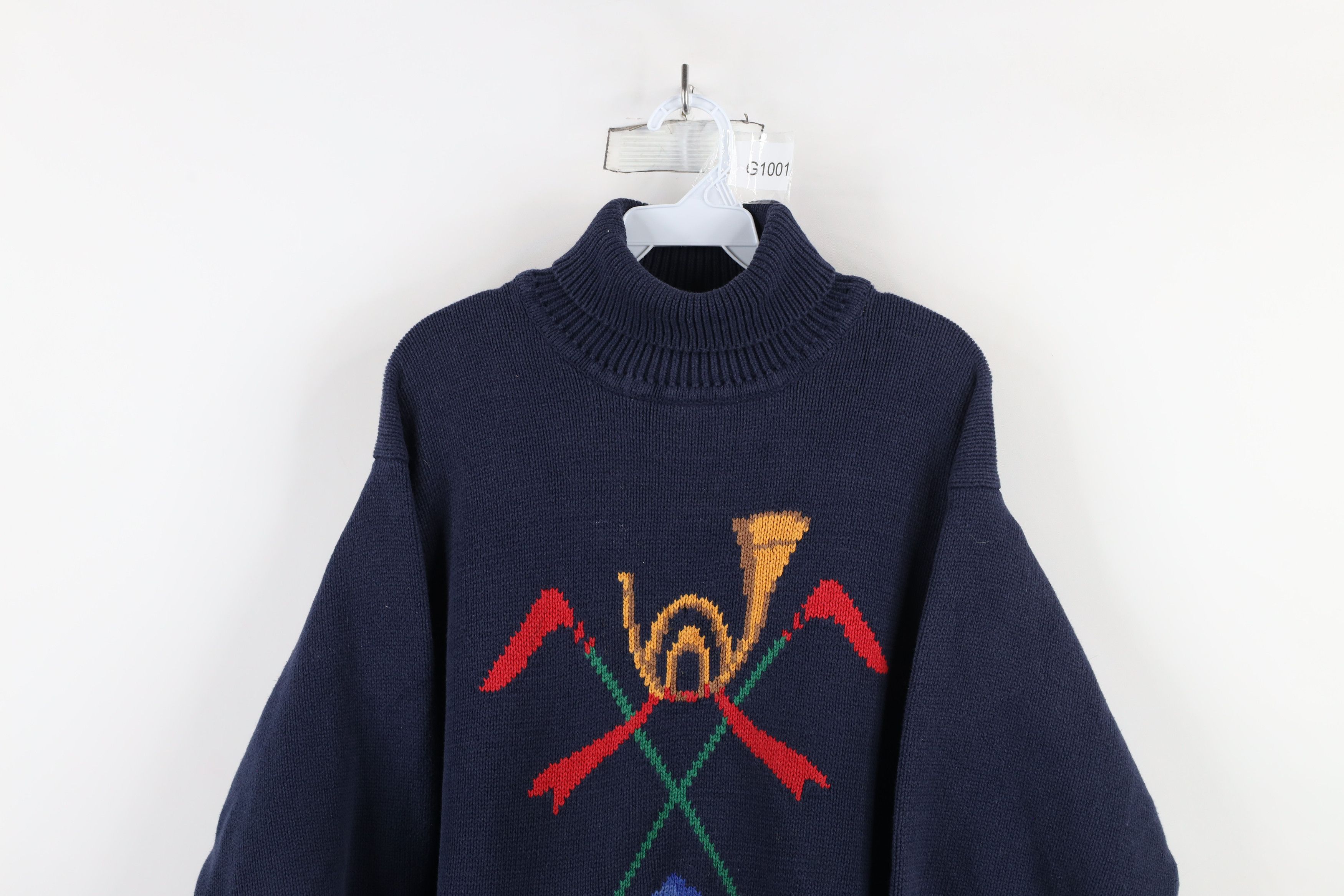 Vintage Vintage 90s Horse Equestrian Polo Turtleneck Tunic Sweater Size XL / US 12-14 / IT 48-50 - 2 Thumbnail