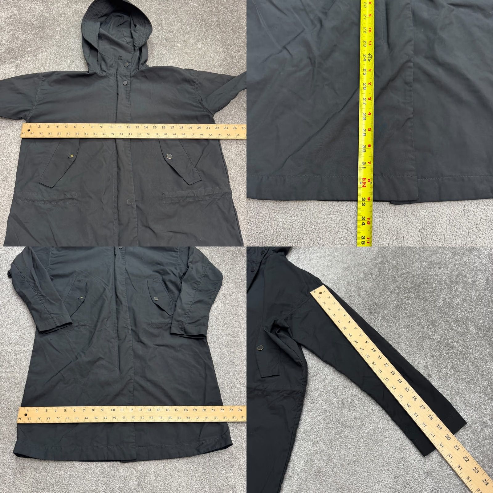 Everlane Everlane Long Parka Hoodie Jacket Women XS Black Anorak Outdoor Commuter Fall Winter Spring Pockets Full Zip Hooded Regular Linen? Size XS / US 0-2 / IT 36-38 - 9 Thumbnail