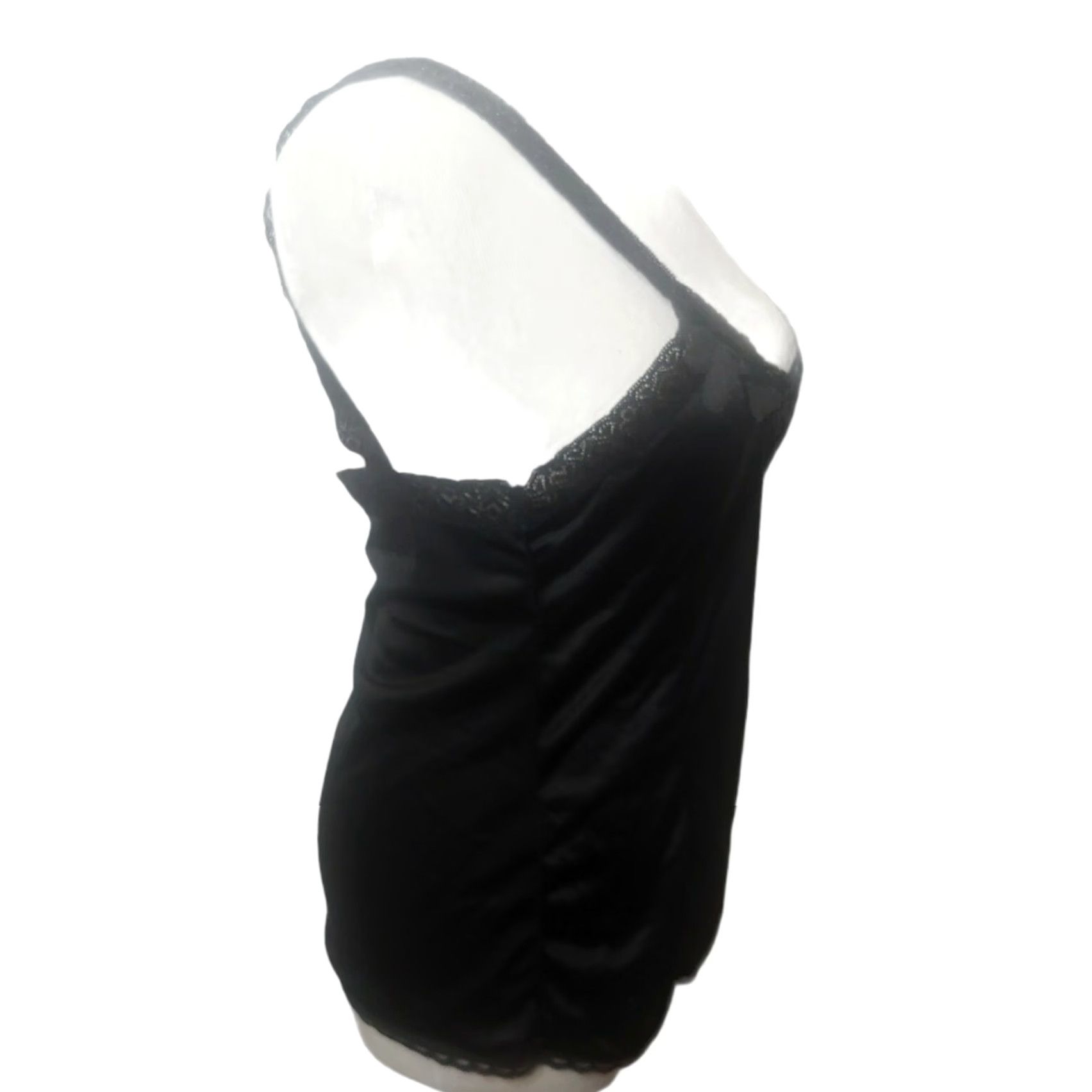 melin VINTAGE Mel-Lin Women's Camisole Lace Nylon Undershirt 1980s Black L Retro Cottagecore Size L / US 10 / IT 46 - 4 Thumbnail