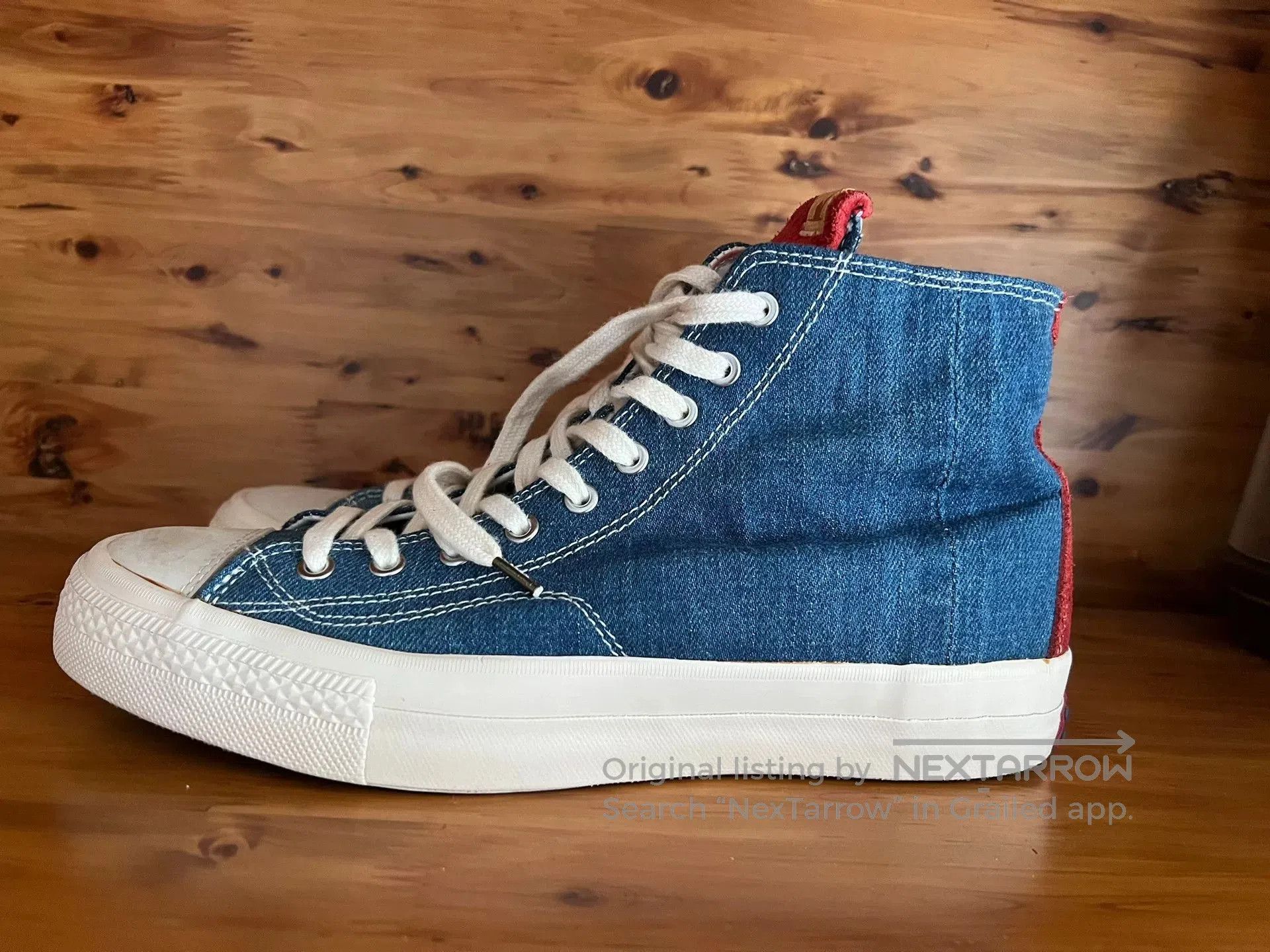 Visvim visvim high-top denim sneakers with red accents. Size US 9 / EU 42 - 3 Thumbnail