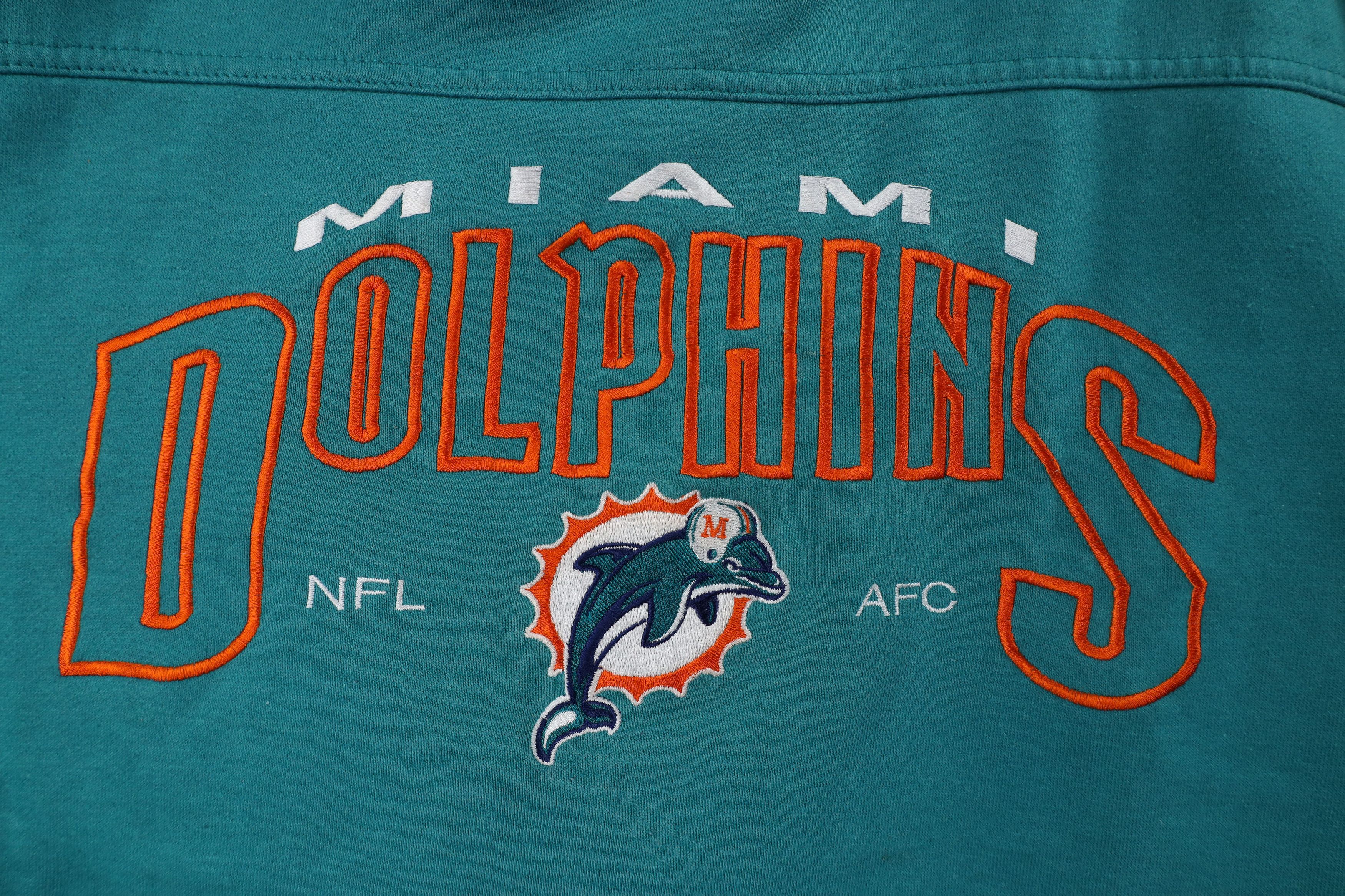 Vintage Vintage 90s Out Miami Dolphins Football Sweatshirt Teal Size US L / EU 52-54 / 3 - 5 Thumbnail