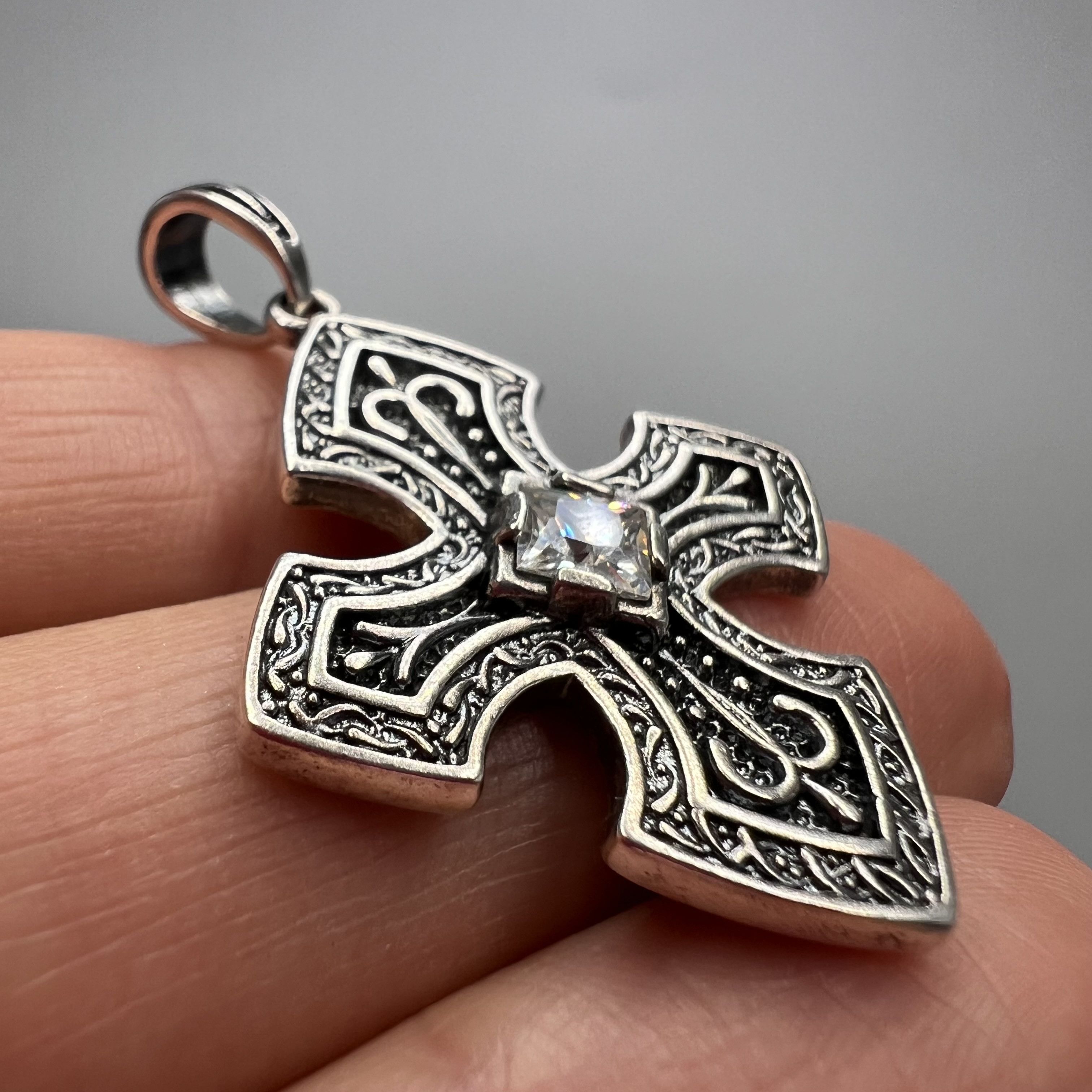 Vintage Vintage Used Pendant Cross Sterling Silver 925 6.58gr Size ONE SIZE - 7 Thumbnail