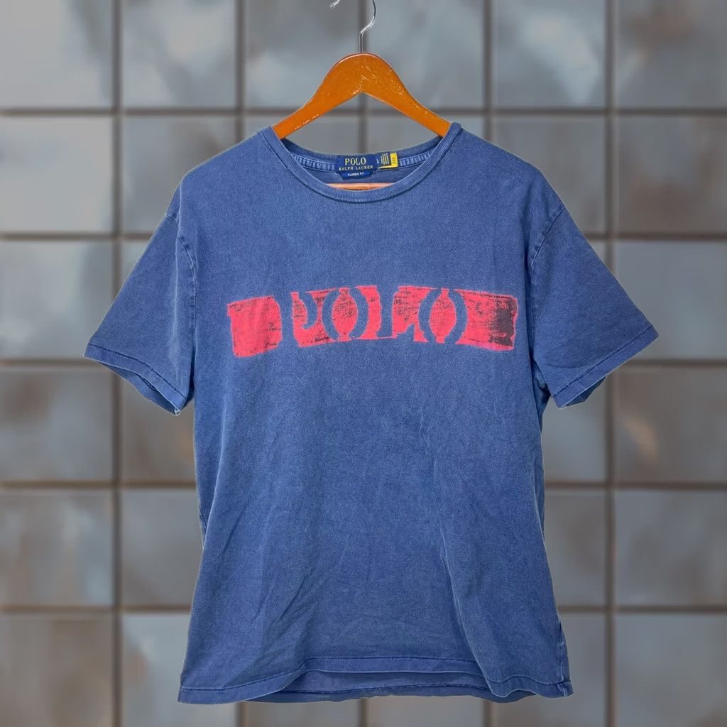 Polo Ralph Lauren VINTAGE Polo Ralph Lauren Faded Spellout Graphic T Shirt L Blue Mens 90s Size US L / EU 52-54 / 3 - 1 Thumbnail