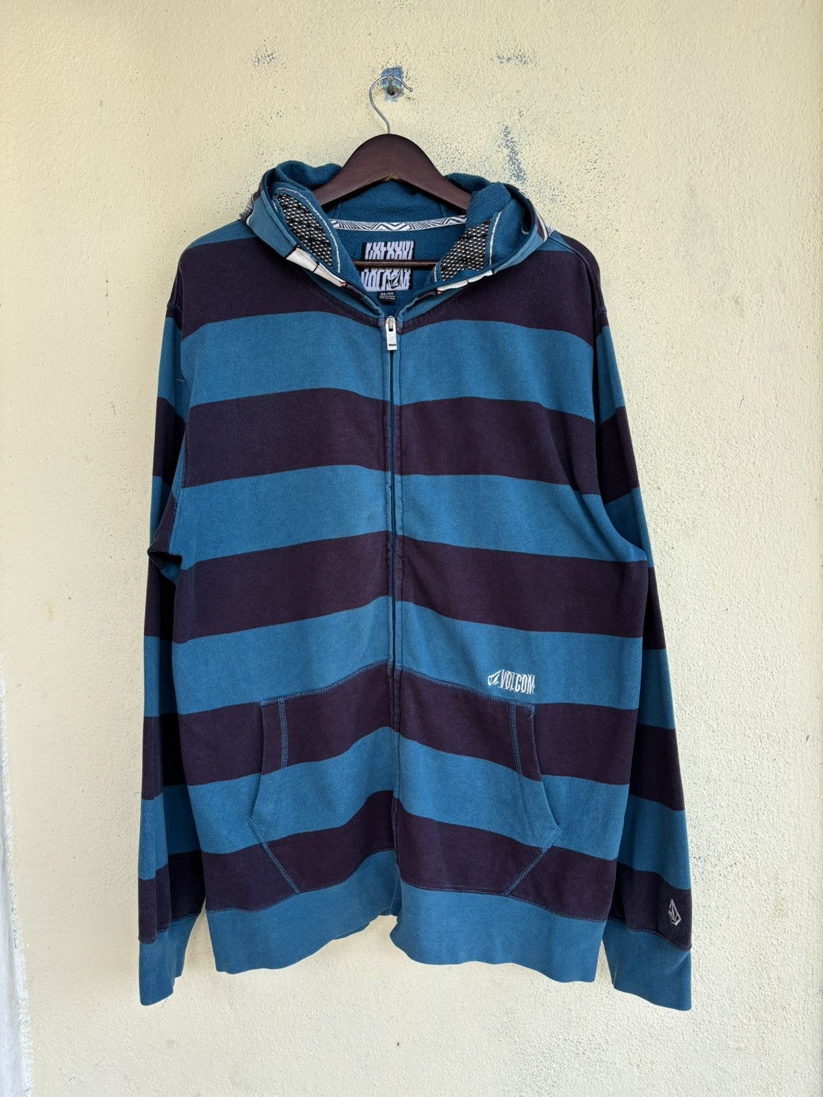 Volcom Volcom Full Zipper Zip Up Stripes Hoodie Size US XL / EU 56 / 4 - 3 Thumbnail