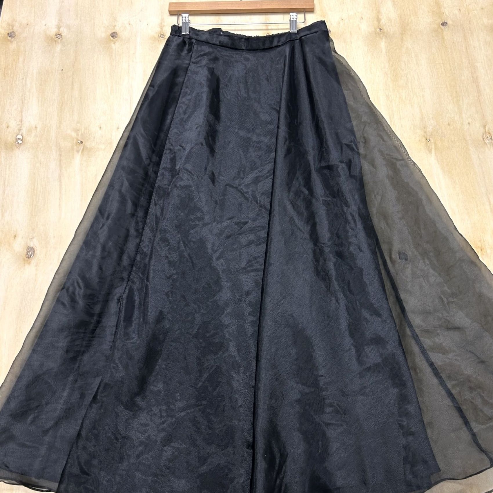 Vintage J.B.S. LTD. Skirt Womens Large Black Chiffon Maxi Long Lined Elastic Waist Party Size 36" / US 14 / IT 50 - 2 Thumbnail