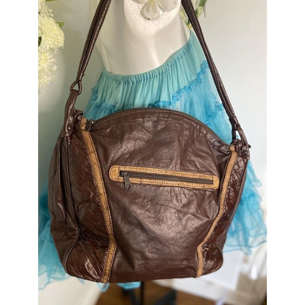 image of Vintage Eel Electric Genuine Skin Handbag Large Satchel in Brown, Women's