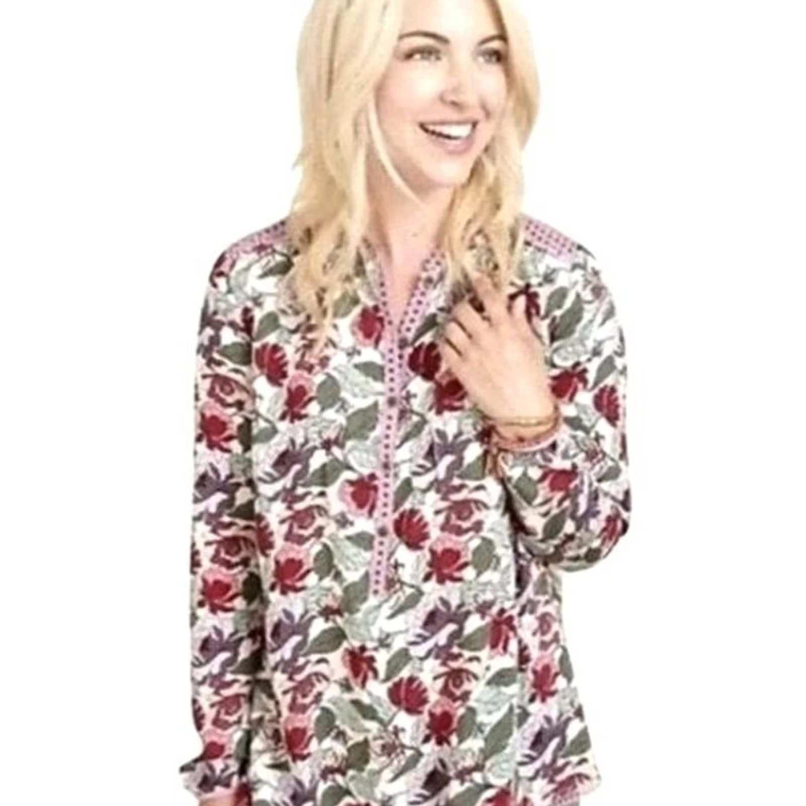 Vintage Matilda Jane Blouse Top M Purple Floral BOHO Cottage Bohemian Festival All Seasons Long Sleeve Relaxed Womens Size M / US 6-8 / IT 42-44 - 2 Thumbnail