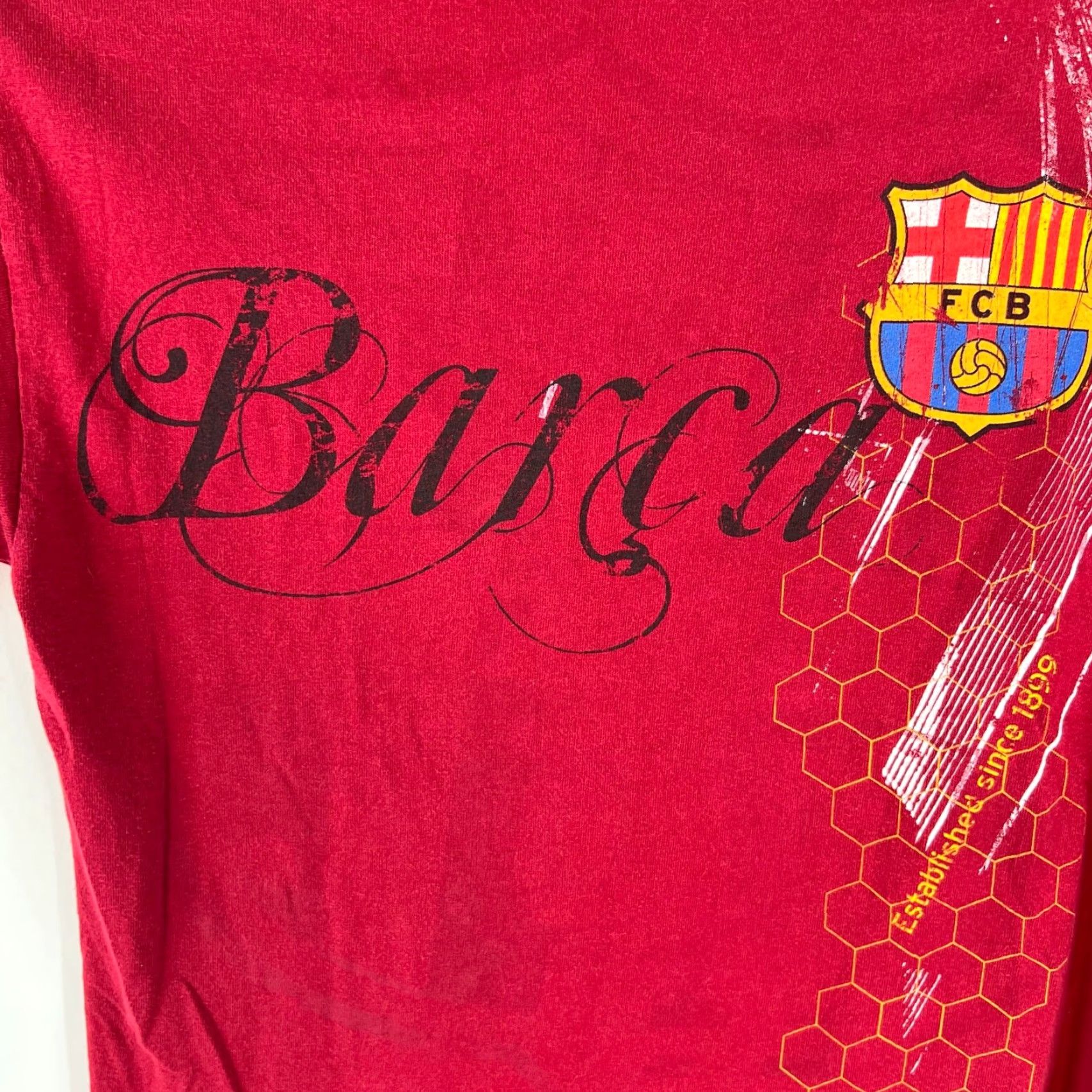 Vintage FCB Barca Soccer Shirt Adult Large Red Logo Tee Mens Regular Fit Shirt Size US L / EU 52-54 / 3 - 3 Thumbnail