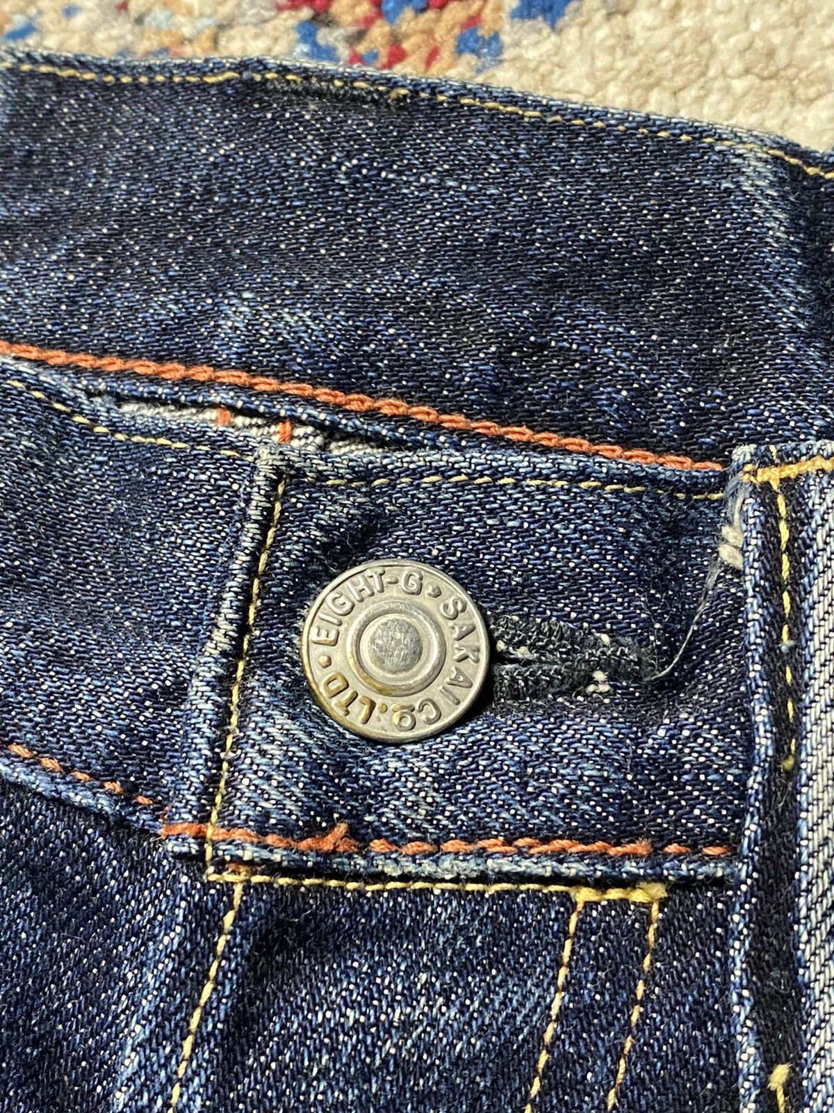 EIGHT-G × Japanese Brand × Vintage Eight G Lot 601 Rokumaru Vintage Style 15oz distressed & cut Size US 29 - 13 Thumbnail