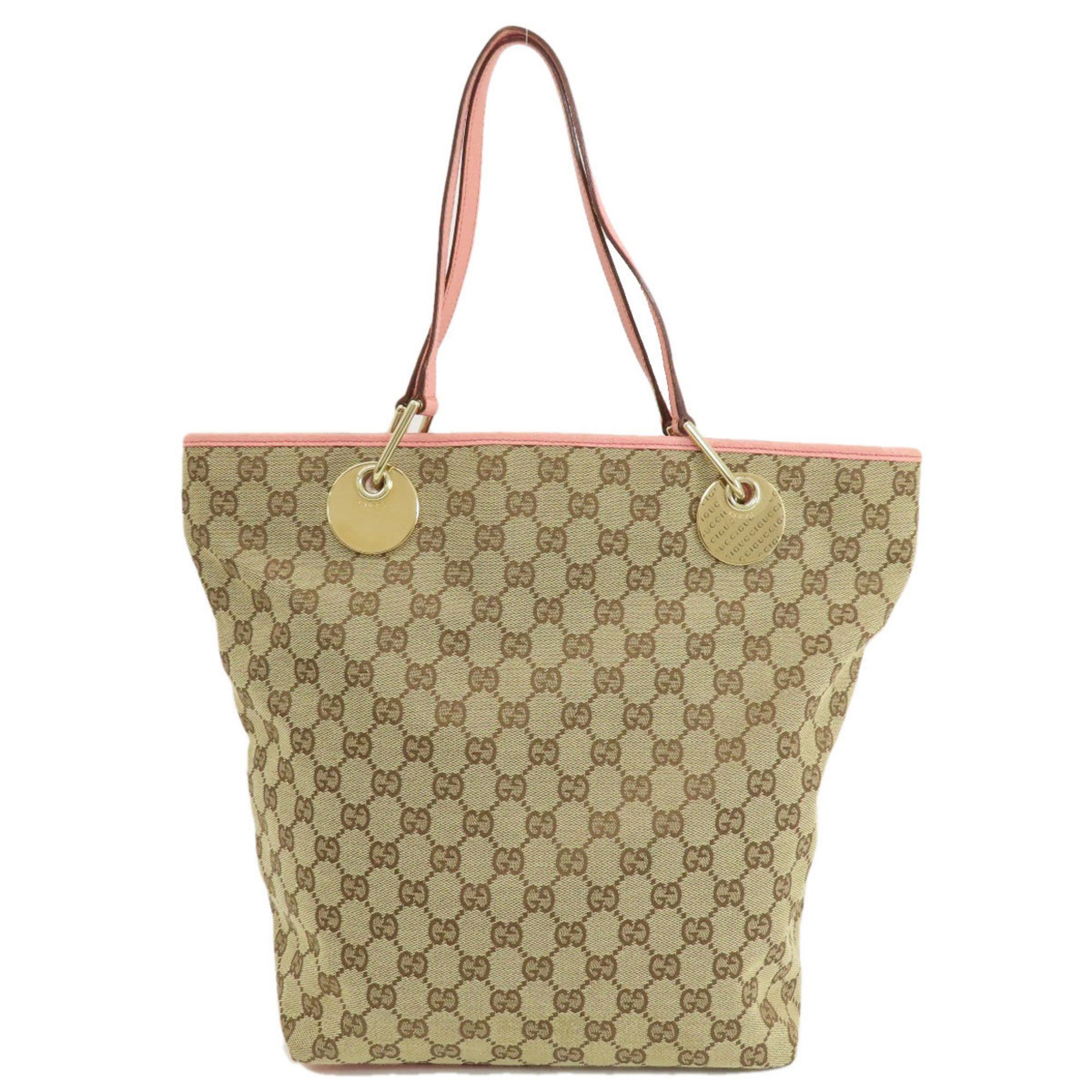 image of Gucci 120836 GG Pattern Tote Bag Canvas Women's Gucci in Beige