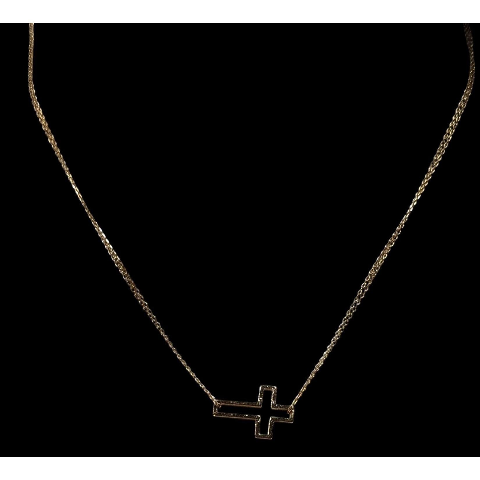 Other Religious Sideways Open Cross Pendant Gold Tone Necklace Size ONE SIZE - 5 Thumbnail