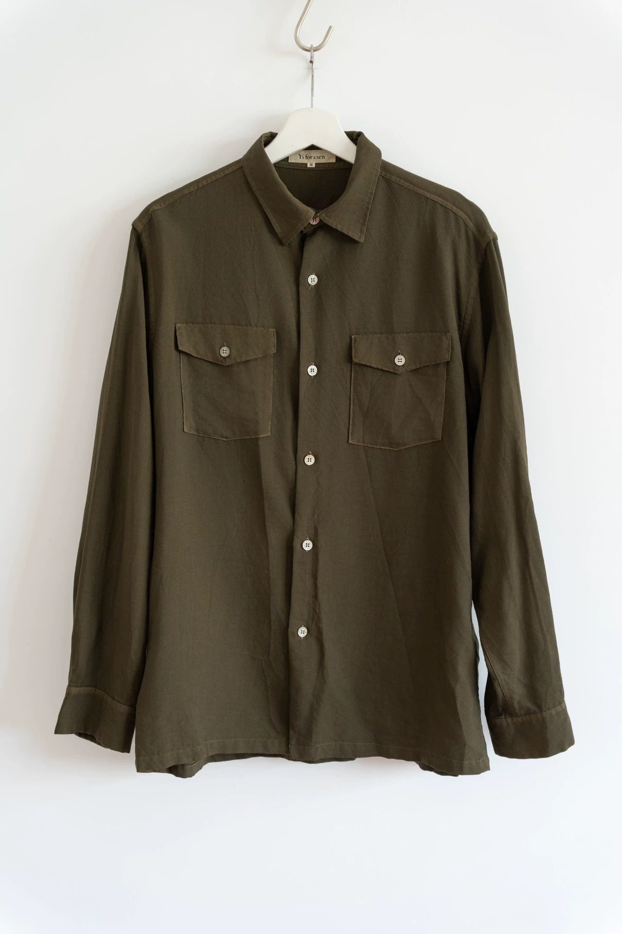 Yohji Yamamoto Yohji Yamamoto 90s Y's for men Olive Wool Shirt Size US M / EU 48-50 / 2 - 1 Thumbnail