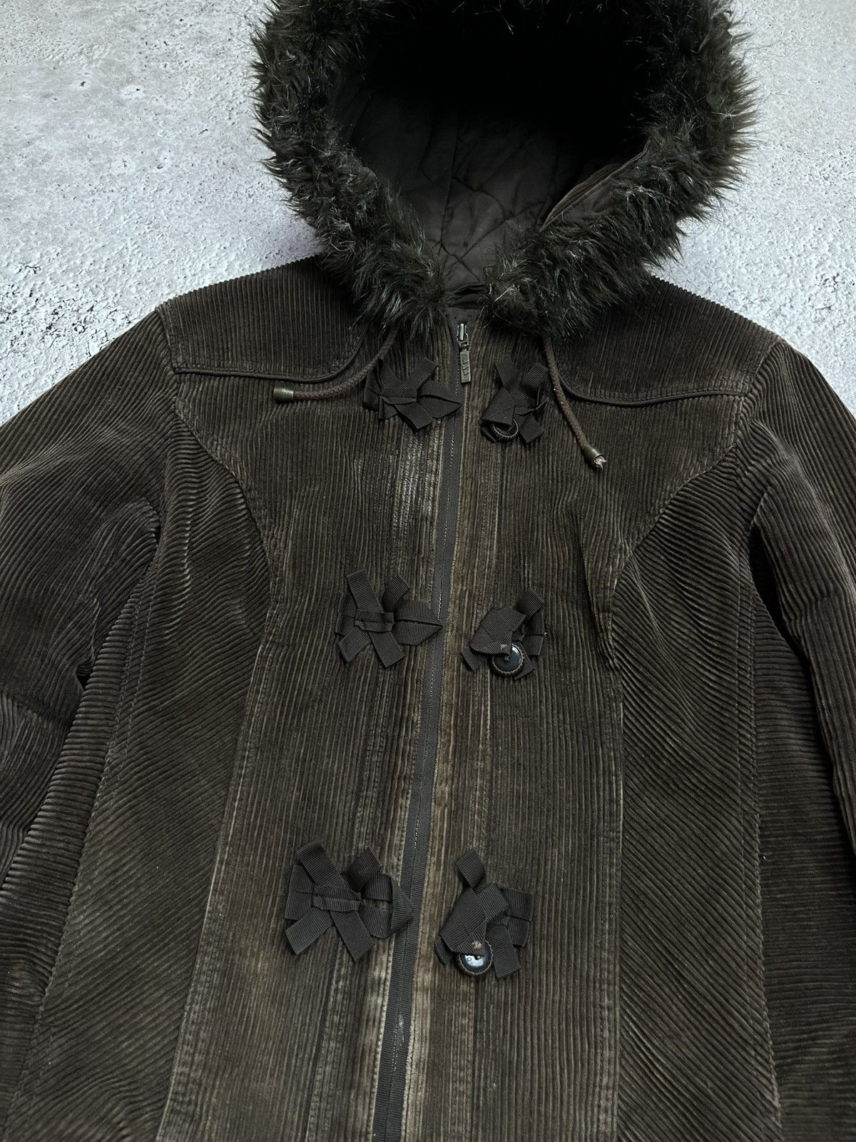 Other Y2K Corduroy Faux Fur Hood Jacket Duffle Style Coat Size M Size US M / EU 48-50 / 2 - 6 Thumbnail