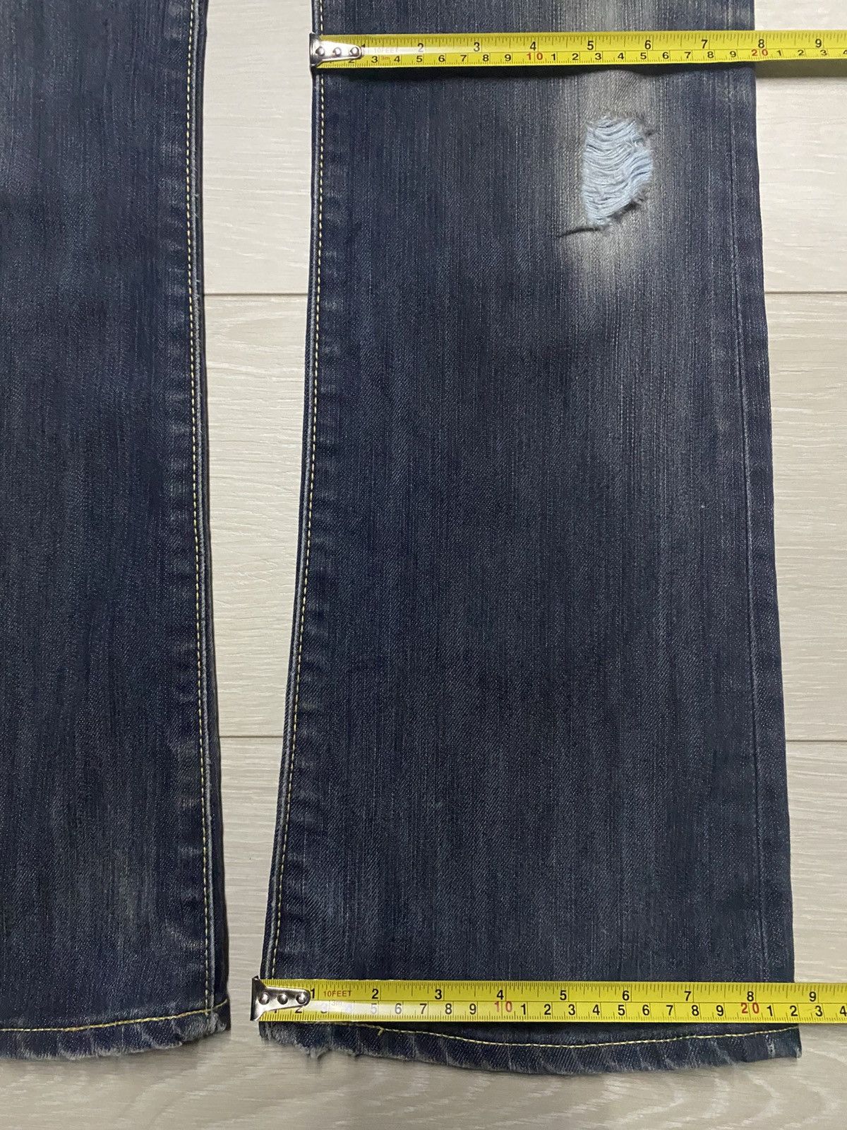 If Six Was Nine Vintage Edwin 503 Blue Trip Flare Bootcut Jeans Size US 30 / EU 46 - 17 Thumbnail
