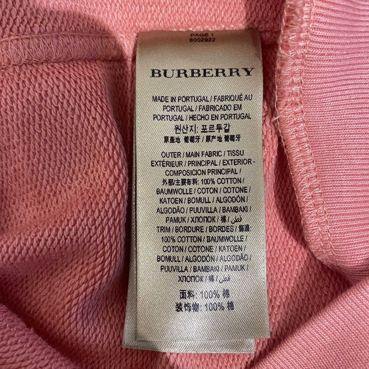 Burberry Burberry Classic Pink Letter Logo Pullover Sweatshirt K26WX Size XS / US 0-2 / IT 36-38 - 8 Thumbnail