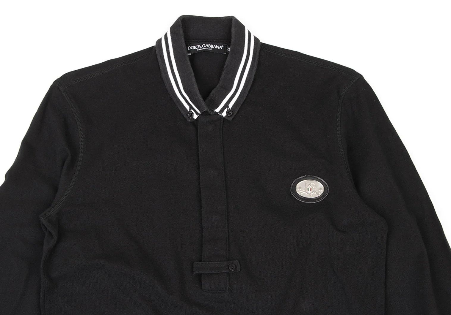 Dolce & Gabbana Cotton Collar Contrast Logo Plate Polo Shirt Black 44 Size US S / EU 44-46 / 1 - 2 Thumbnail