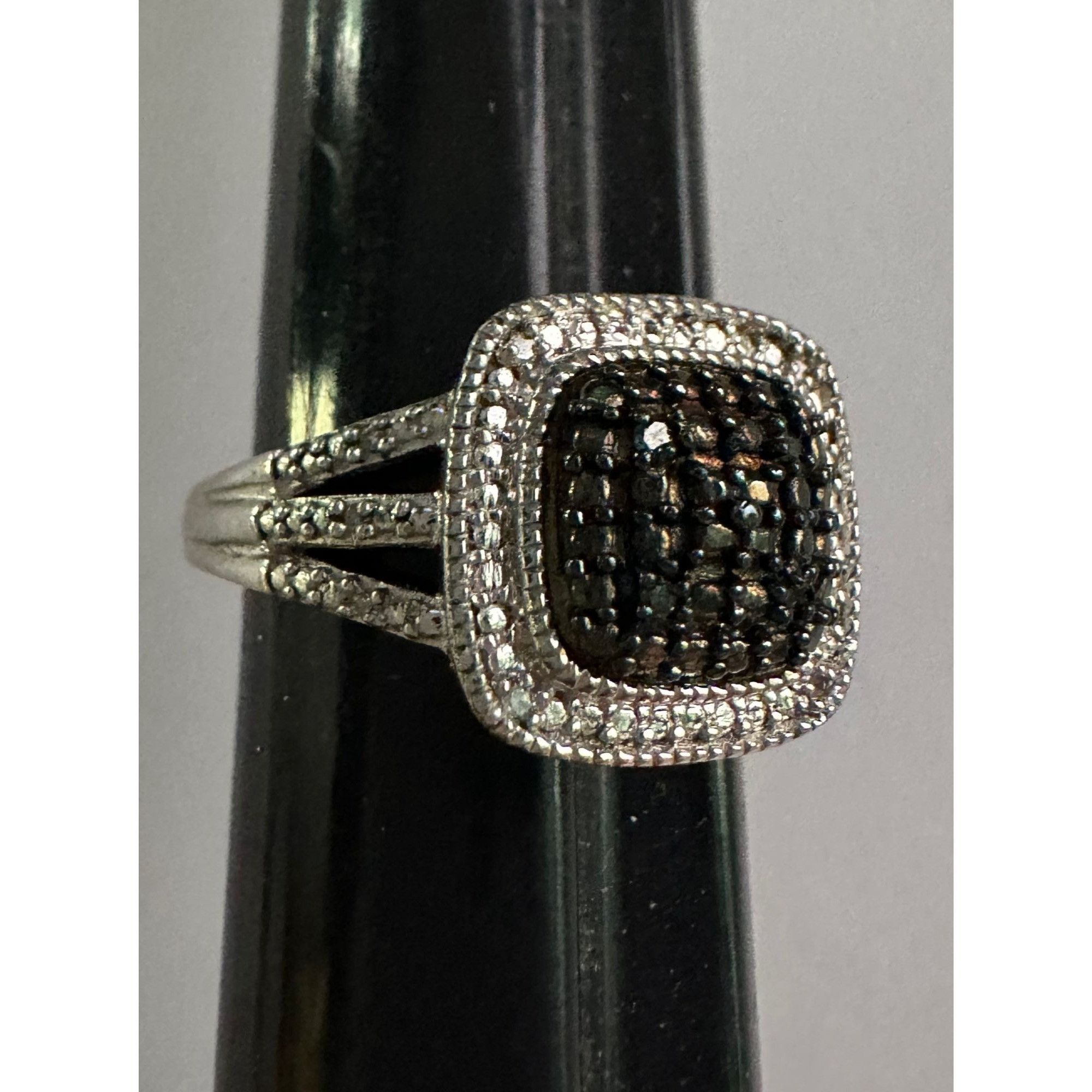 Other Genuine Deep Blue Diamond Ring Size 7 - Pretty Cushion Cut D Size ONE SIZE - 4 Thumbnail