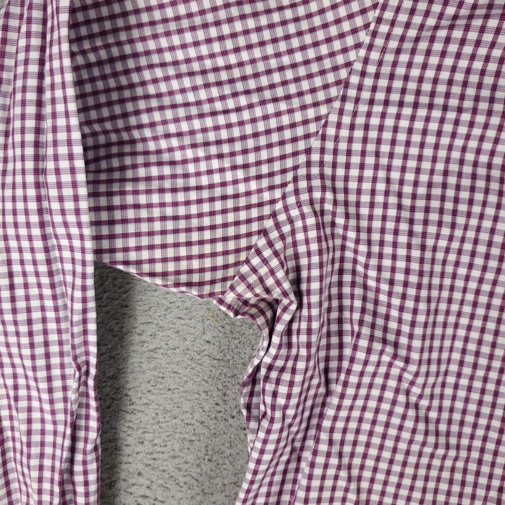 David Donahue David Donahue Dress Shirt Mens 17 Slim Fit Long Sleeve Purple Check Business Classic Size 46R - 4 Thumbnail