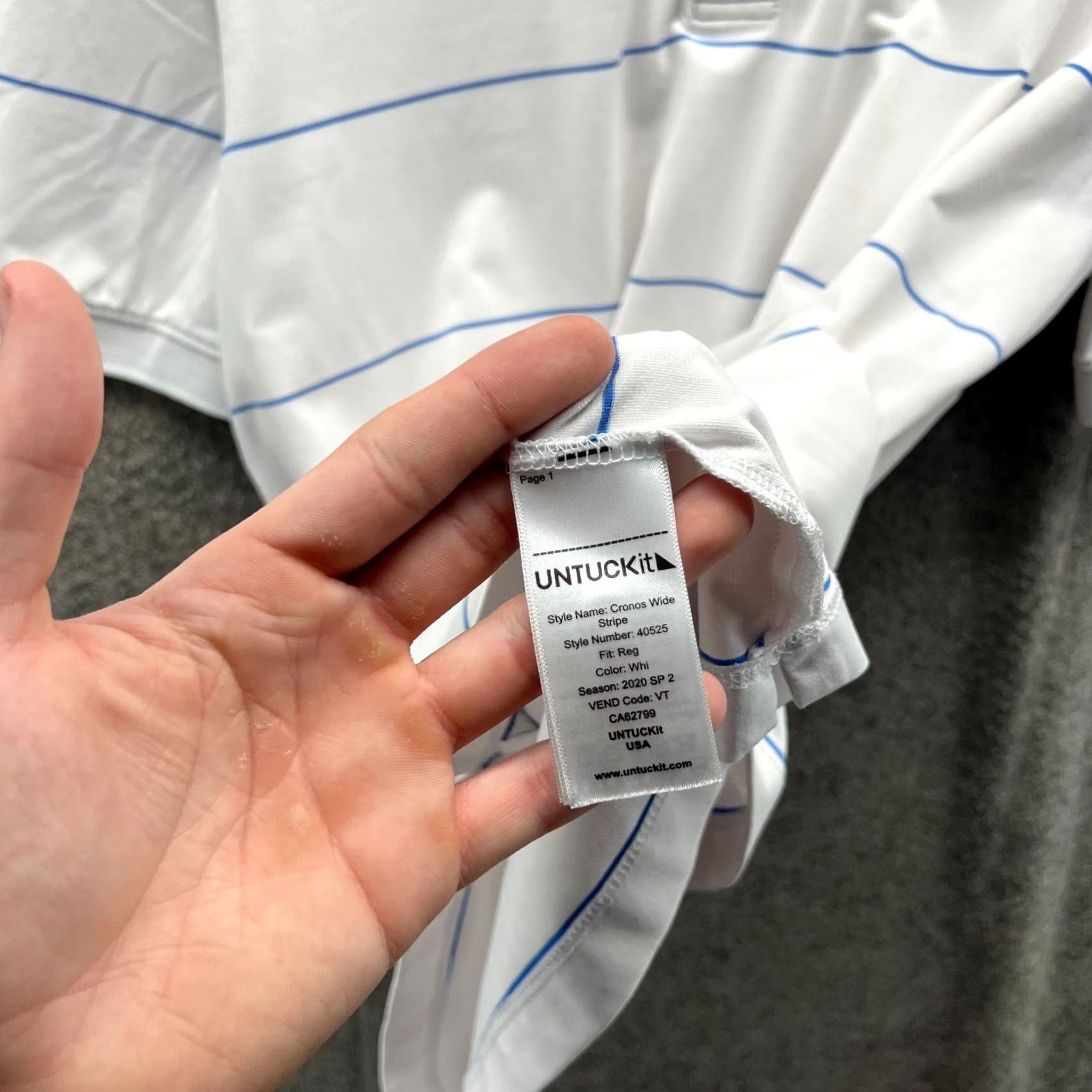 UNTUCKit UNTUCKit Polo Shirt Mens Medium White Cronos Wide Stripes Preppy Knit Golf Size US M / EU 48-50 / 2 - 6 Thumbnail