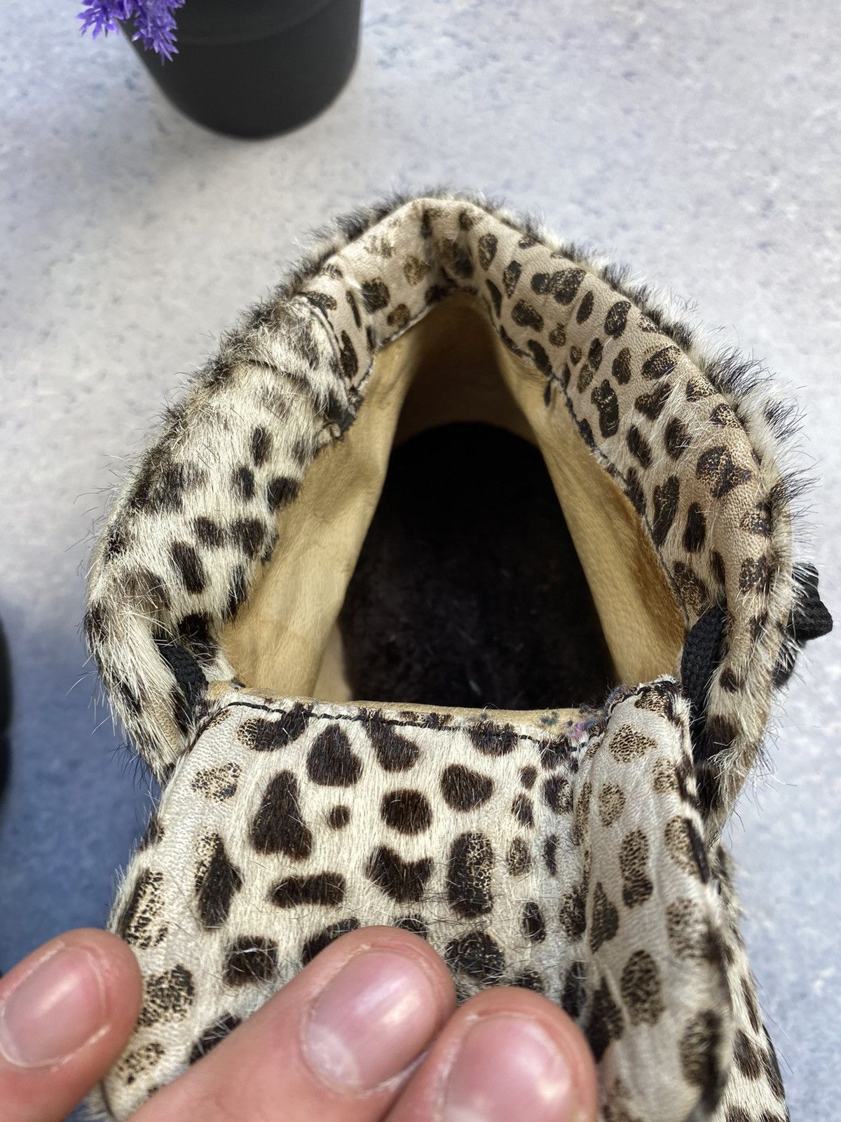 If Six Was Nine Vintage Y2K Bumper Pony Fur Leopard Lace Up Boots Size US 6 / IT 36 - 22 Thumbnail