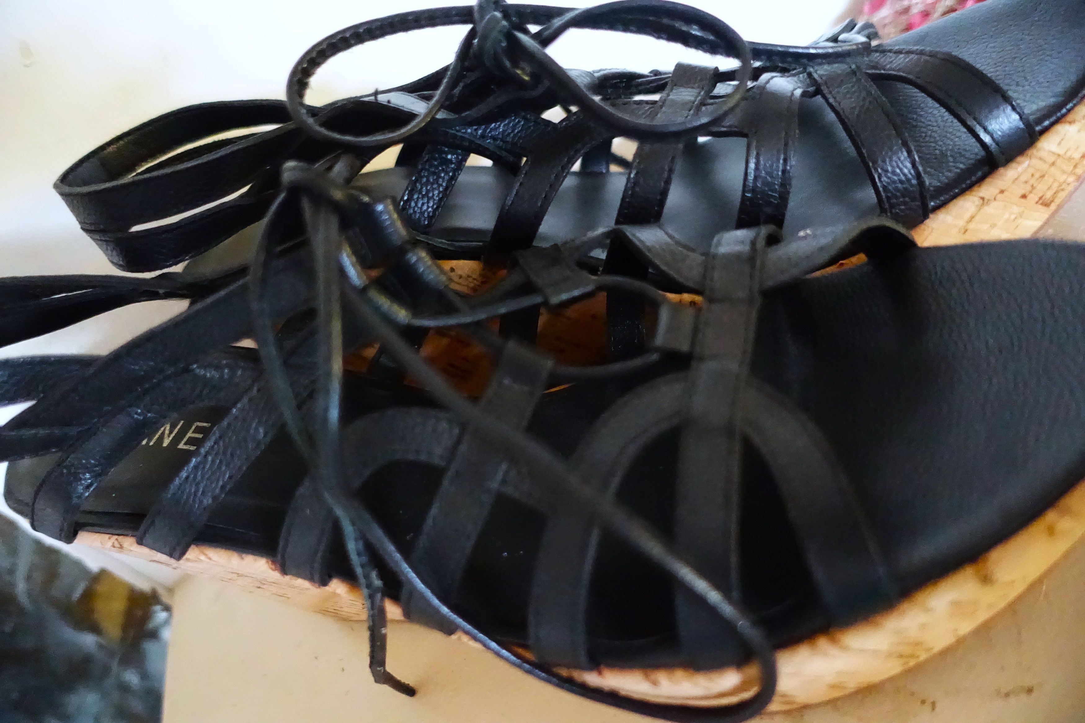 VANELI Vaneli Black Tie Up Cork Wedge Sandals 10.5 Size US 10.5 / IT 40.5 - 8 Thumbnail