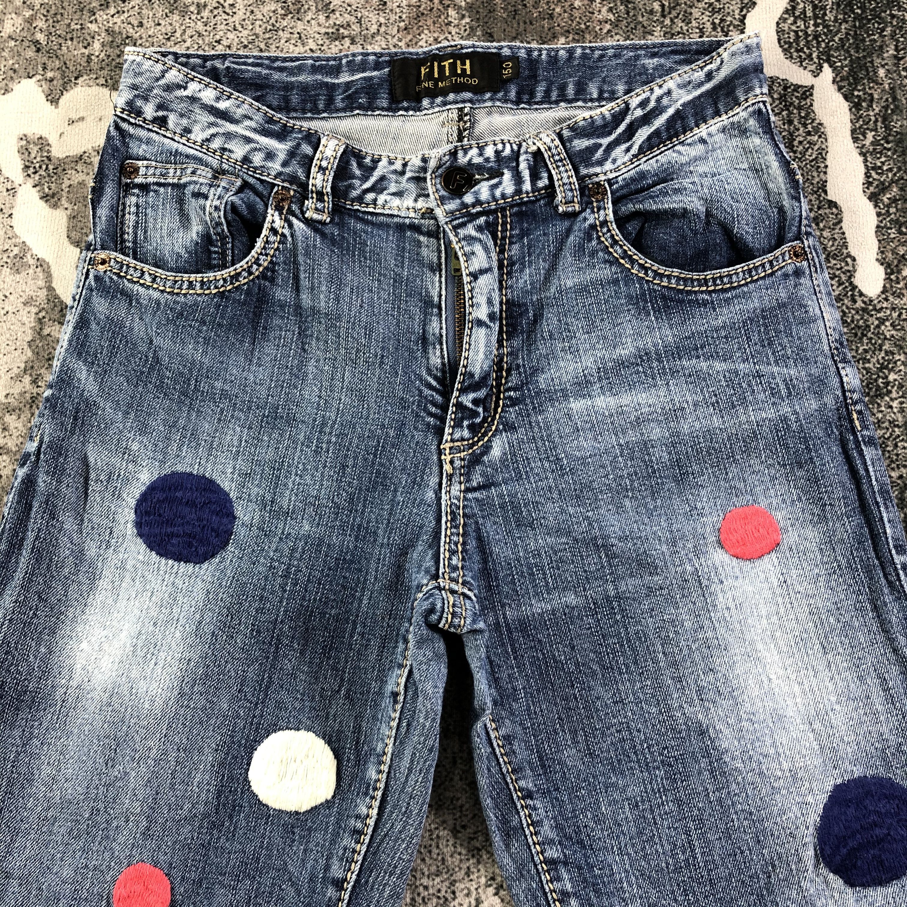 Japanese Brand Fith Jeans Pathwork Distressed Denim KJ1724 Size 29" - 3 Thumbnail