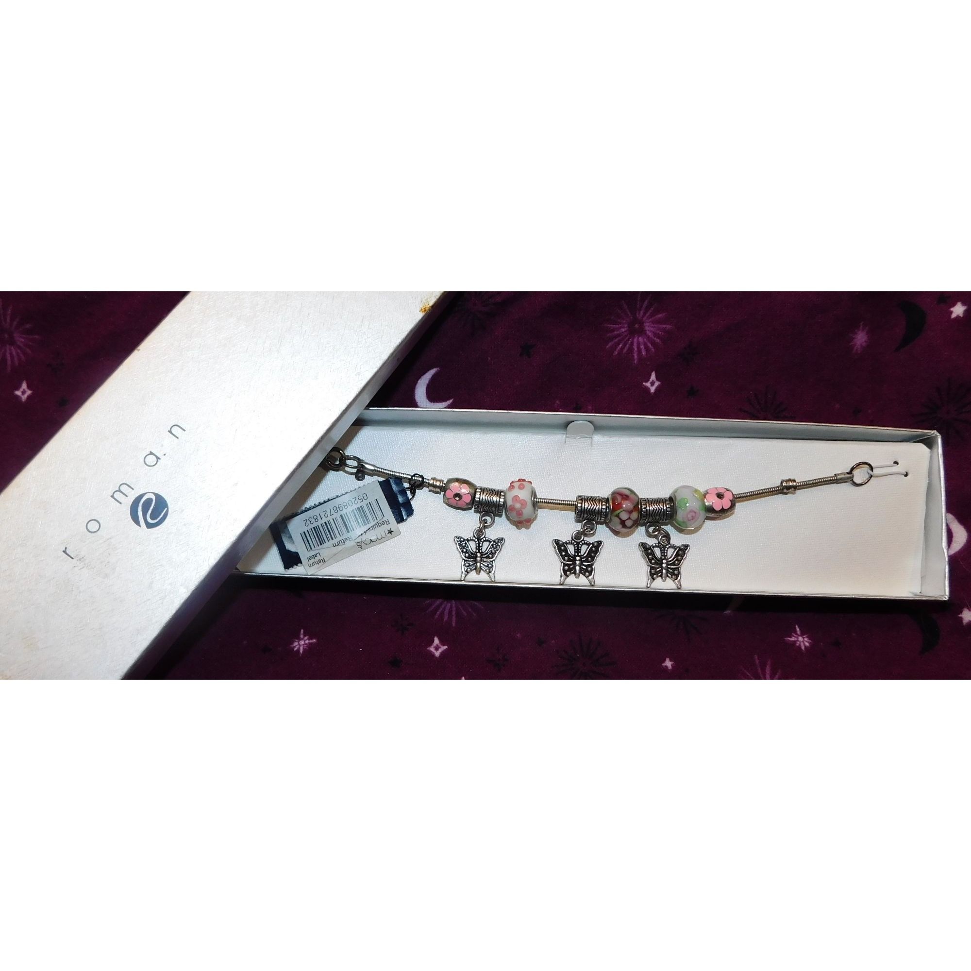 Other Roman Glass Butterfly Foral Charm Bracelet Size ONE SIZE - 5 Thumbnail