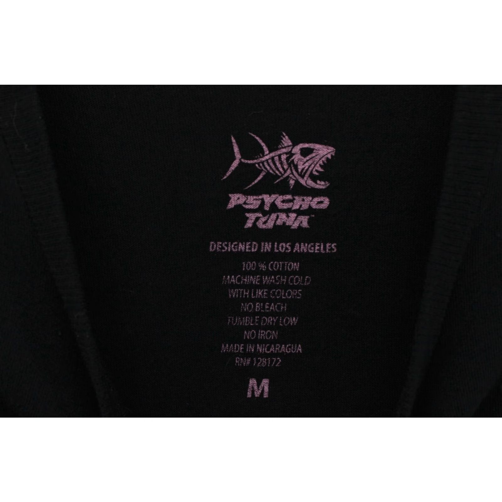 Vintage Psycho Tuna T-Shirt Mens Medium Black Short Sleeve Crew Neck Wahine Floral Luau Size US M / EU 48-50 / 2 - 5 Thumbnail
