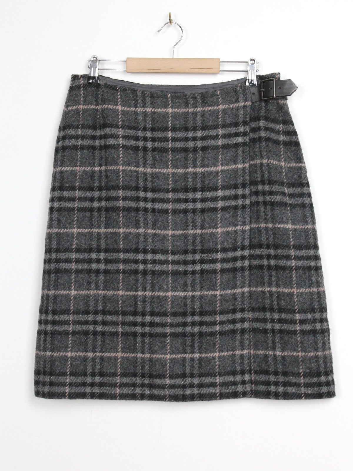 Burberry × Vintage Burberry Vintage Wool Grey Midi Skirt Size 30" / US 8 / IT 44 - 1 Thumbnail