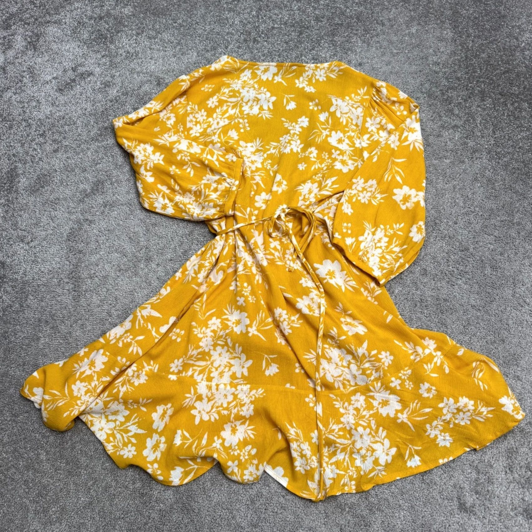 Lulus Lulus Mini Wrapped Ruffle Sun Dress Womens XS Yellow Floral Long Sleeve Dress Size XS / US 0-2 / IT 36-38 - 3 Thumbnail