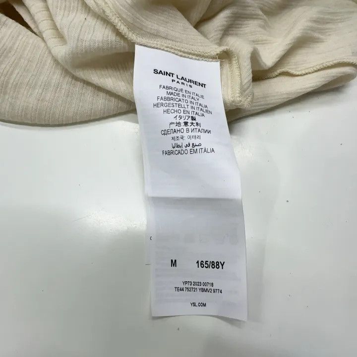 Saint Laurent Paris Saint Laurent Beige Logo Embroidered Tank Top -2507 Size M / US 6-8 / IT 42-44 - 4 Thumbnail