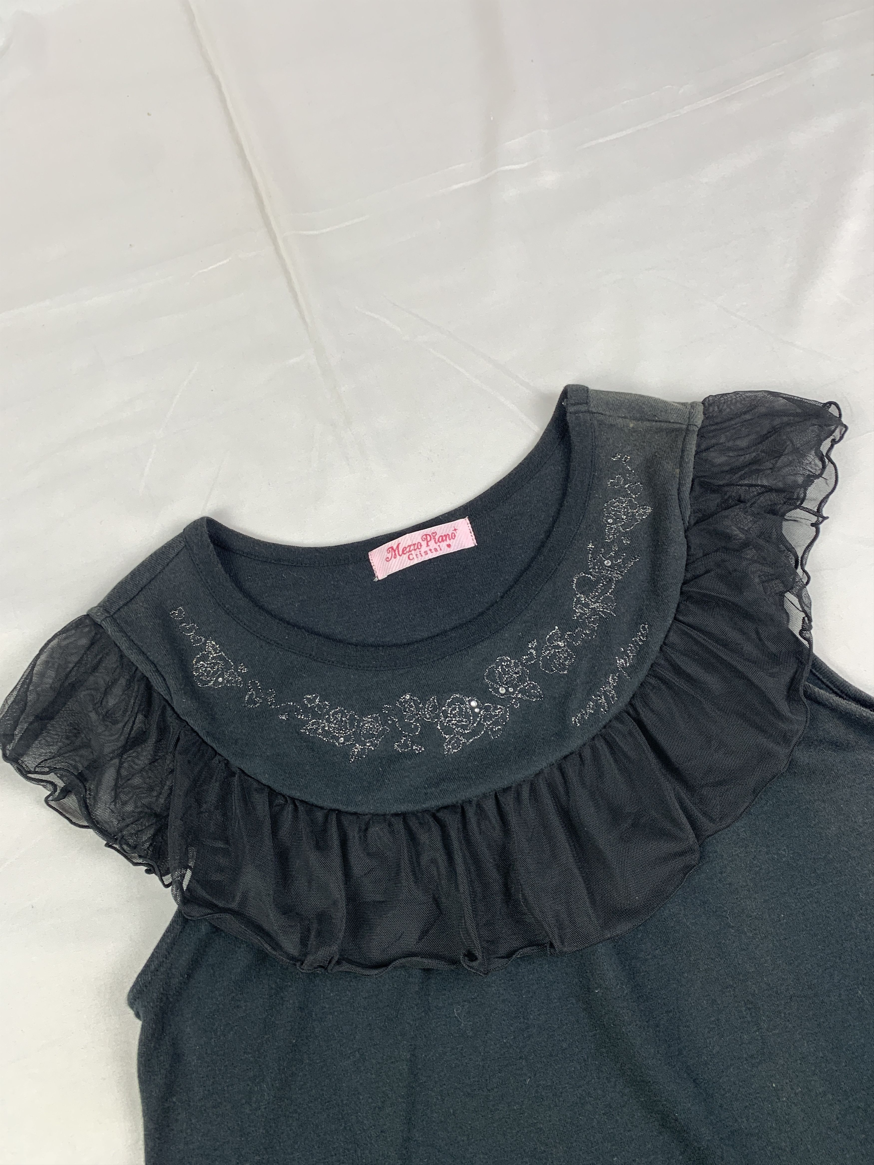 Other Mezzo Piano Black Ruffle Top (S) Size S / US 4 / IT 40 - 4 Thumbnail
