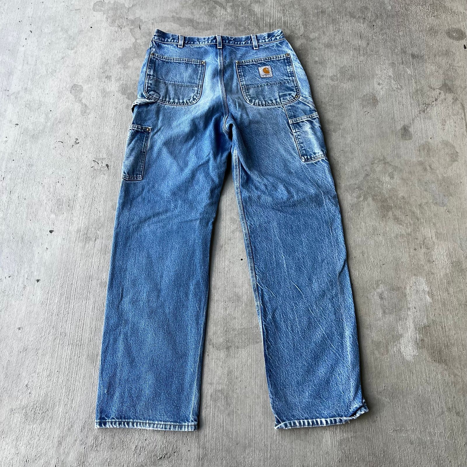 Carhartt × Vintage Carhartt faded blue denim double knee work carpenter pants Size US 31 - 4 Thumbnail