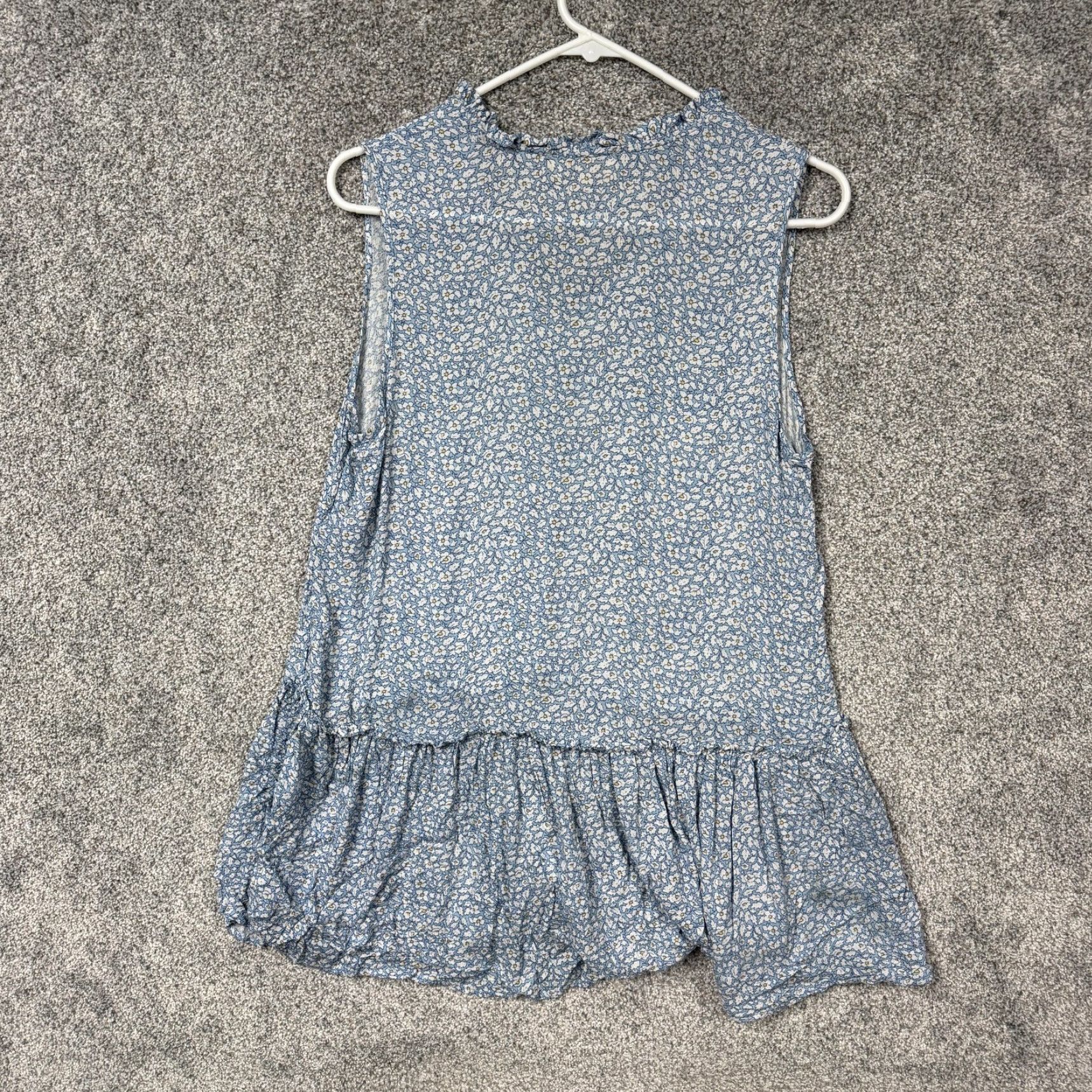 Cynthia Rowley Cynthia Rowley Tunic Top Womens S Blue Floral Ruffle Hem Boho Cottagecore Sleeveless V-Neck Lightweight Swingy Casual Holiday? Size S / US 4 / IT 40 - 7 Thumbnail