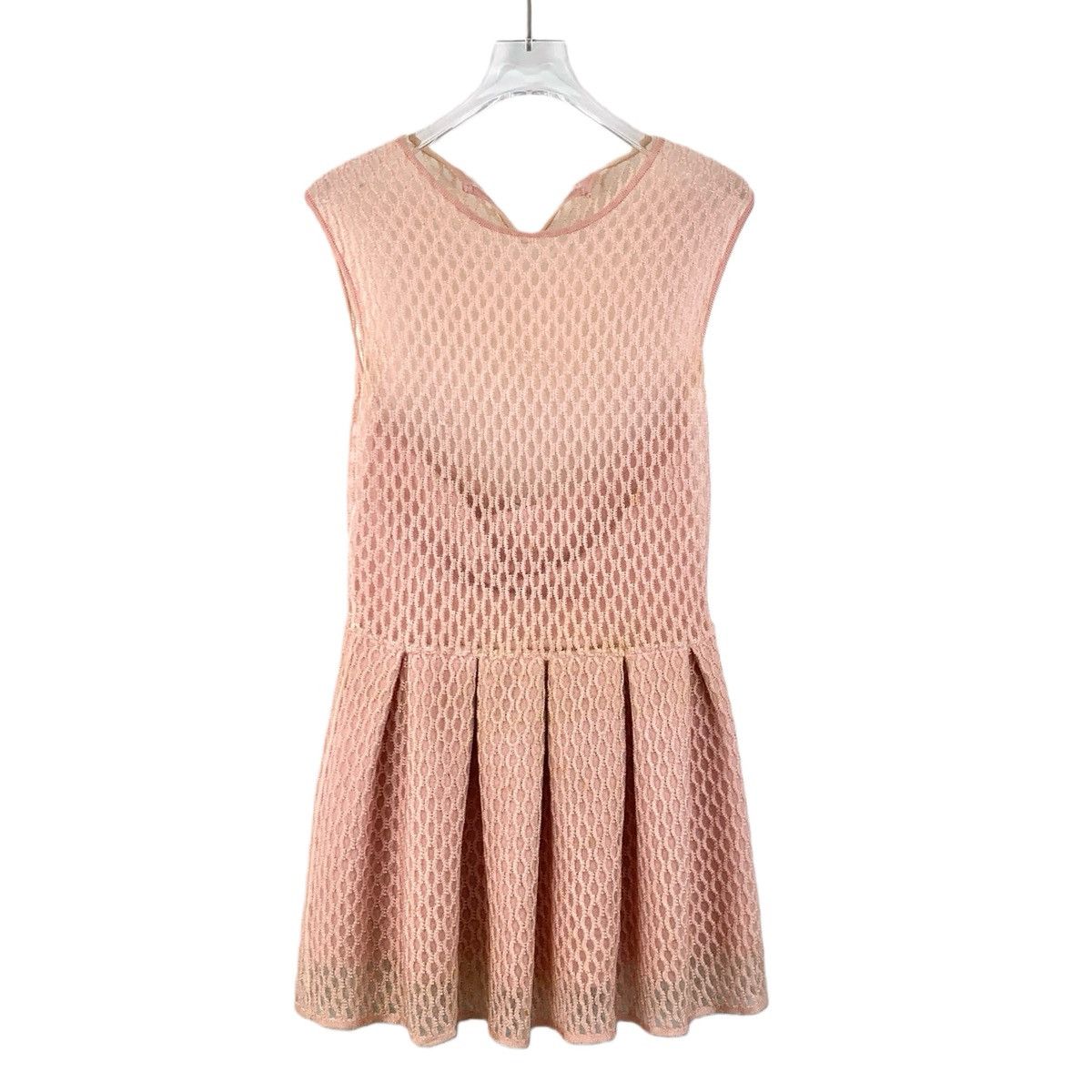 Dior Dior Pink Hollow Embroidered Sleeveless Knit Dress K26WX Size S / US 4 / IT 40 - 1 Thumbnail