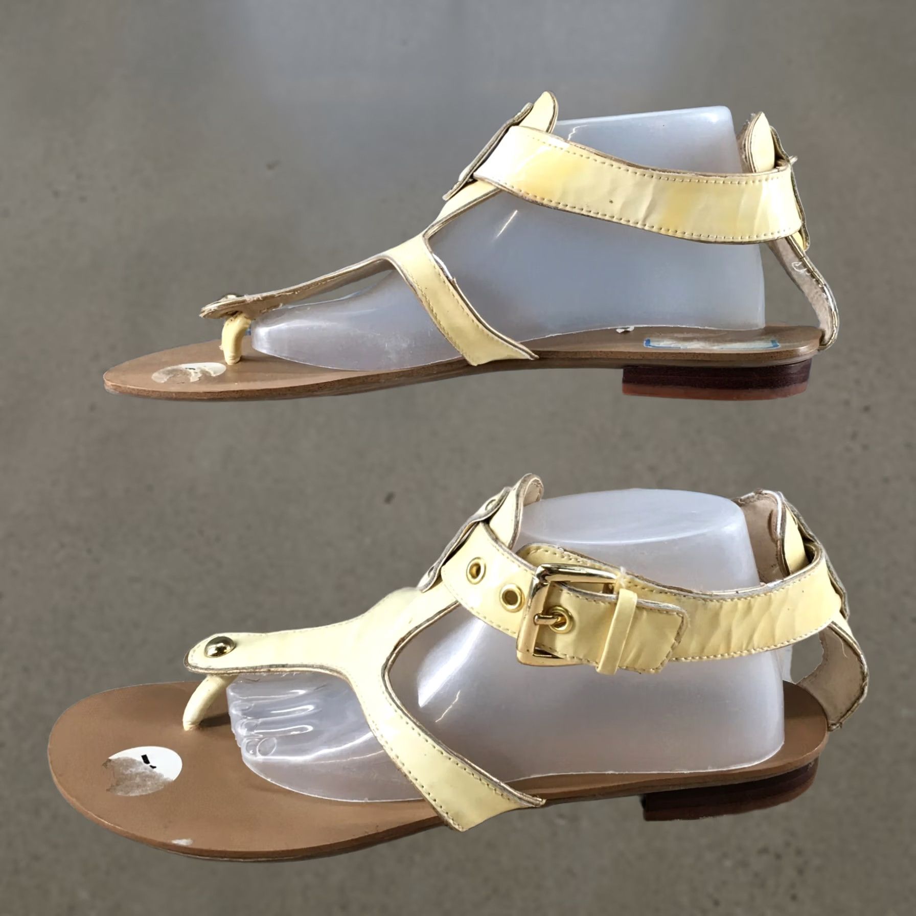 Franco Sarto Franco Sarto Sandals Womens 7.5 M Toro Ankle Strap Flats Yellow Leather Flats Sandal Casual Women, TS Toro, Yellow Leather Size US 8 / IT 38 - 1 Thumbnail