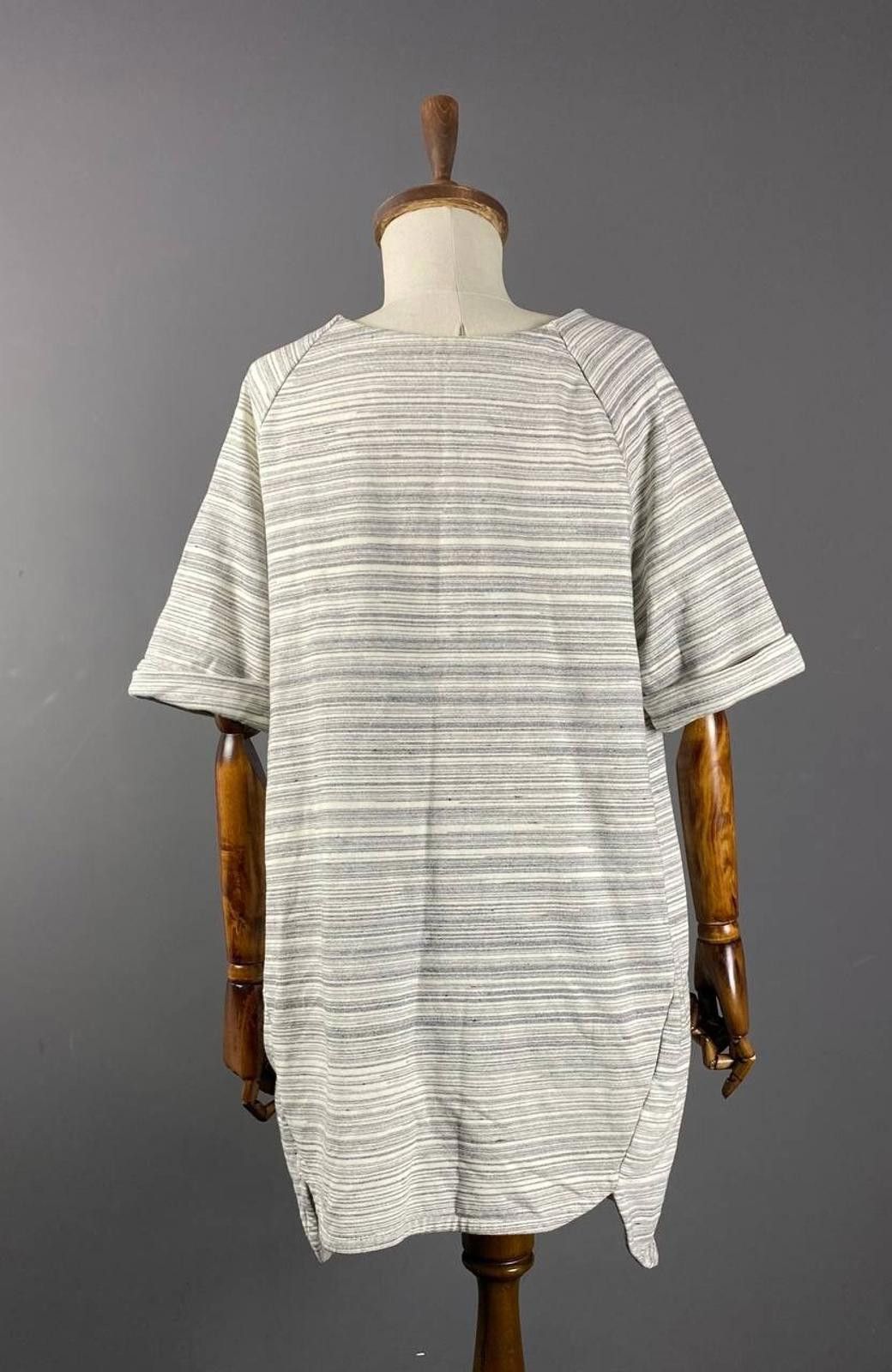 Designer Toast Gray Stripe Relaxed Sweater Midi Dress Size 10 Size XS / US 0-2 / IT 36-38 - 7 Thumbnail