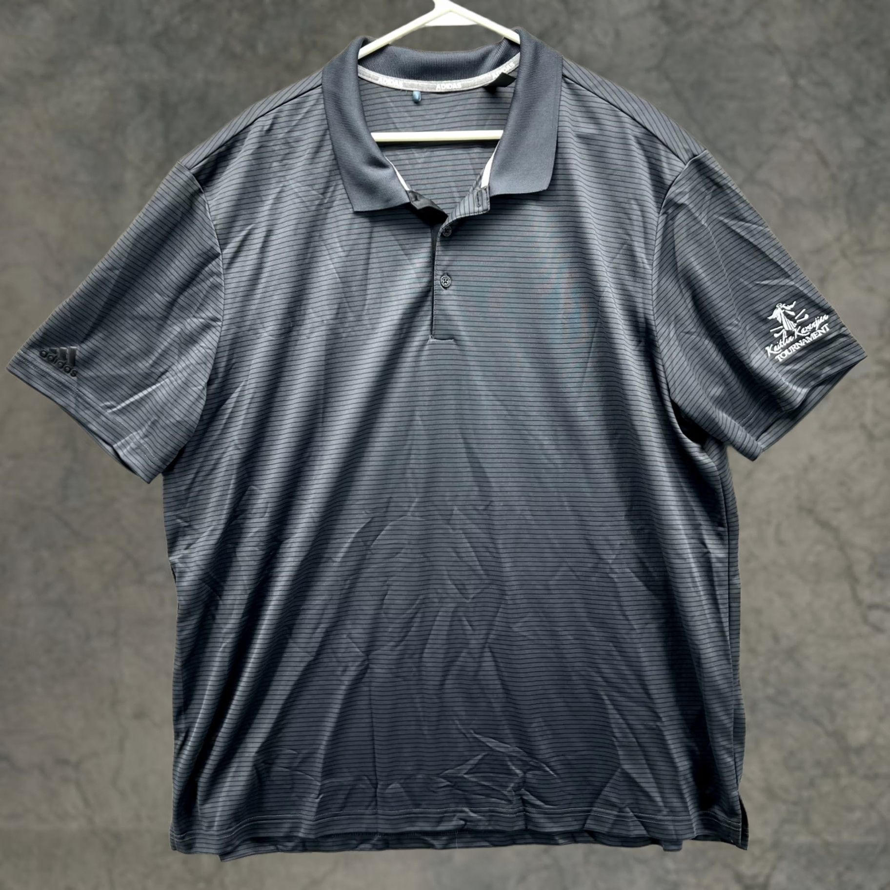 Adidas Adidas Polo Shirt Mens 2XL Grey Golf Embroidered Kaitlin Kazanjian Tournament Vintage Size US XXL / EU 58 / 5 - 1 Thumbnail