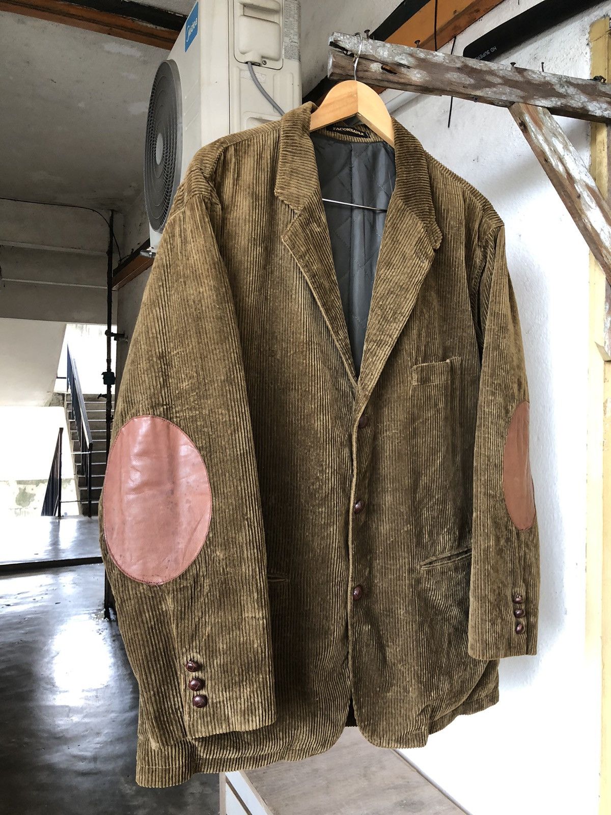 Faconnable Vtg 90s Faconnable Corduroy Leather Elbow Jacket Blazer Size US L / EU 52-54 / 3 - 5 Thumbnail