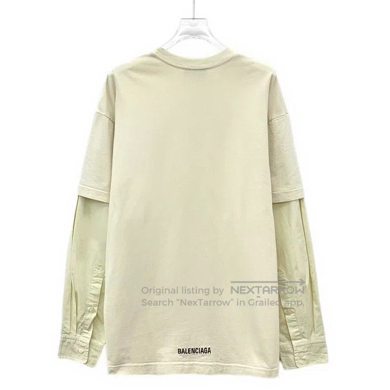 Balenciaga Balenciaga Beige Logo Letter Embroidered Cotton Round Neck Size US S / EU 44-46 / 1 - 2 Thumbnail