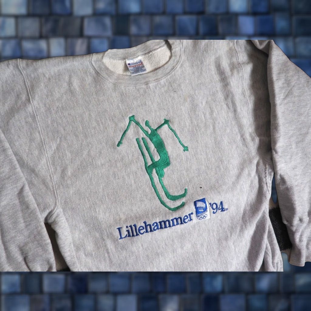 Champion VINTAGE Champion Sweatshirt 90s Reverse Weave Lillehammer 1994 Olympics Gray S Mens Crew Neck Pull On Embroidered Logo Size US S / EU 44-46 / 1 - 1 Thumbnail