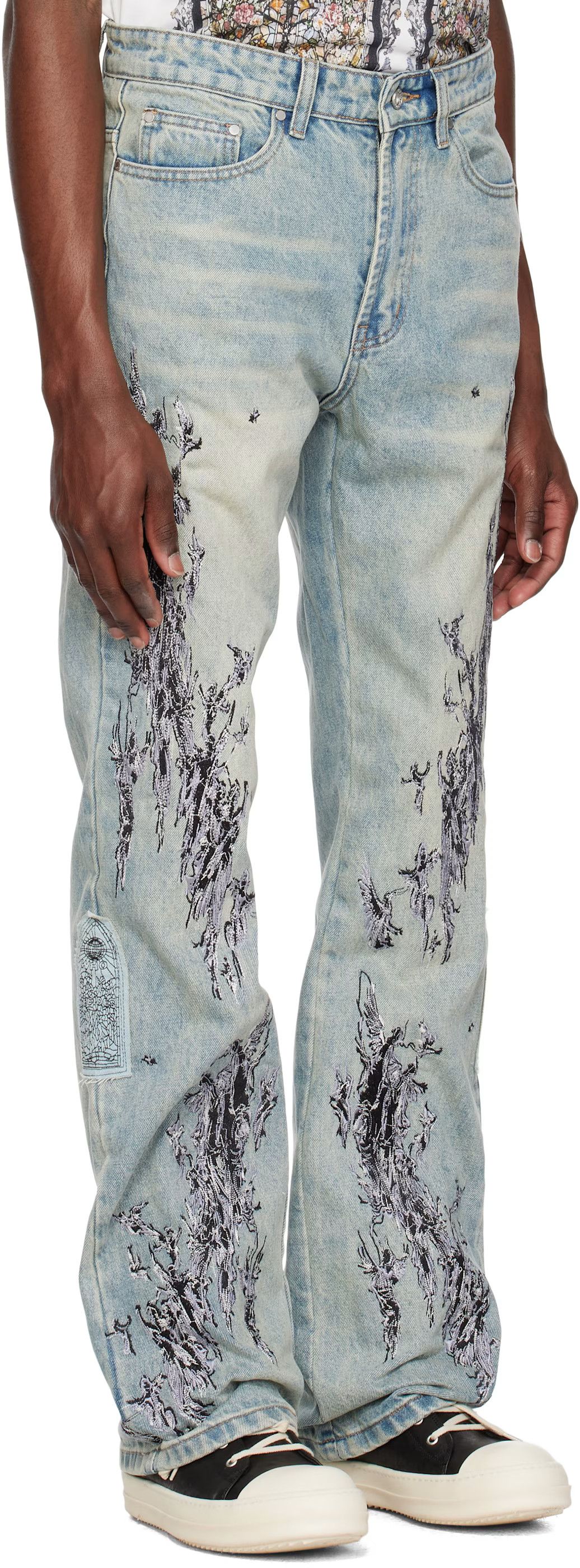 Who Decides War o1h1sh10525 Scratched Denim Pant in Blue Size US 40 / EU 56 - 3 Thumbnail