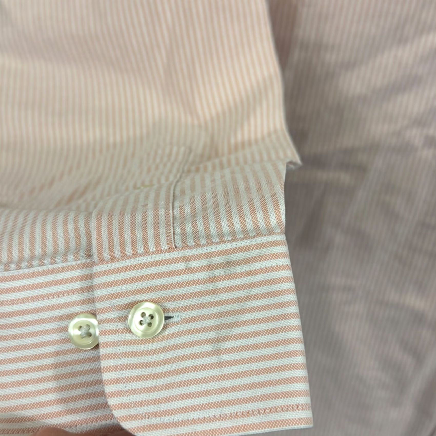 Brooks Brothers Brooks Brothers Shirt Men's XL Salmon Striped Supima Oxford Button Long Sleeve Size US XL / EU 56 / 4 - 6 Thumbnail