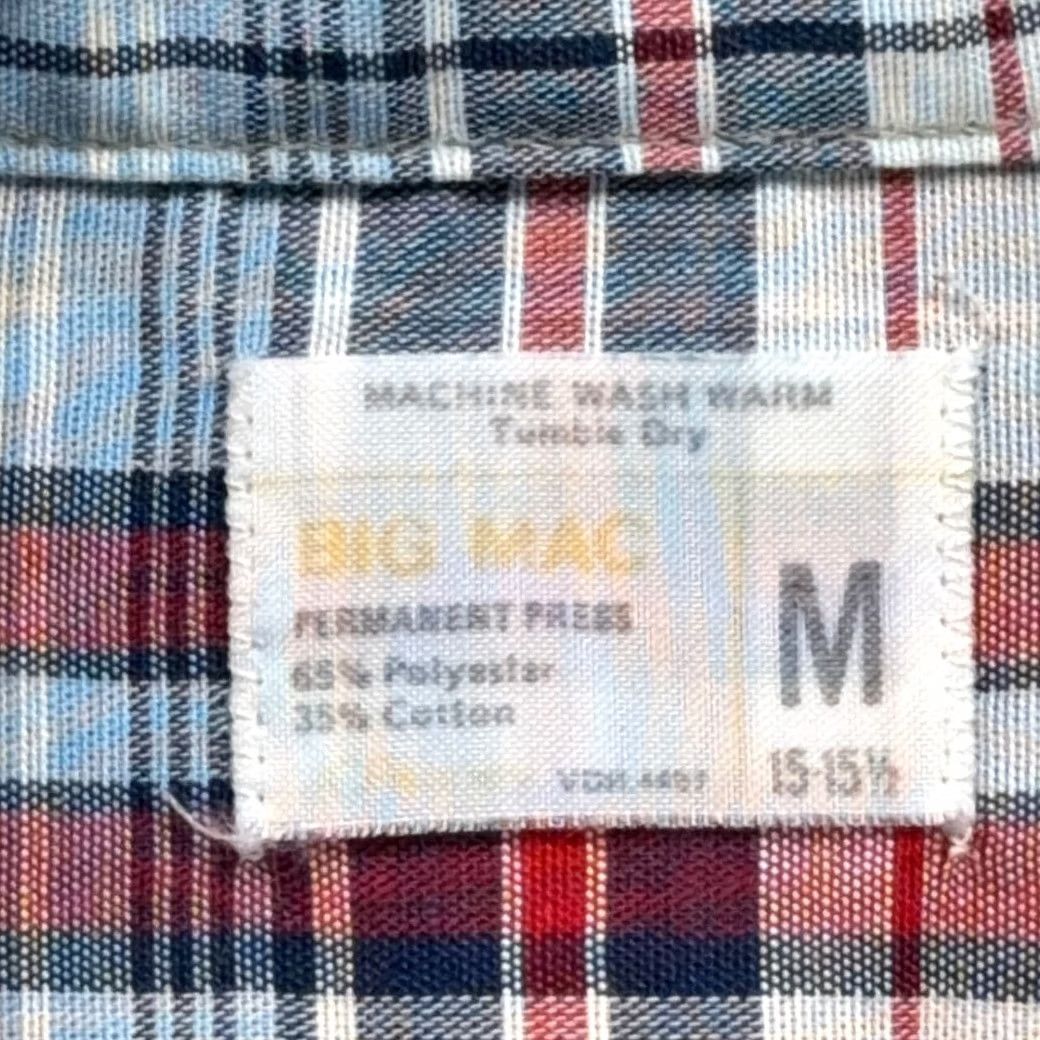 Vintage Vintage Big Mac Shirt Adult MEDIUM Blue Red Plaid Camp Collar Workwear 70s Size US M / EU 48-50 / 2 - 4 Thumbnail