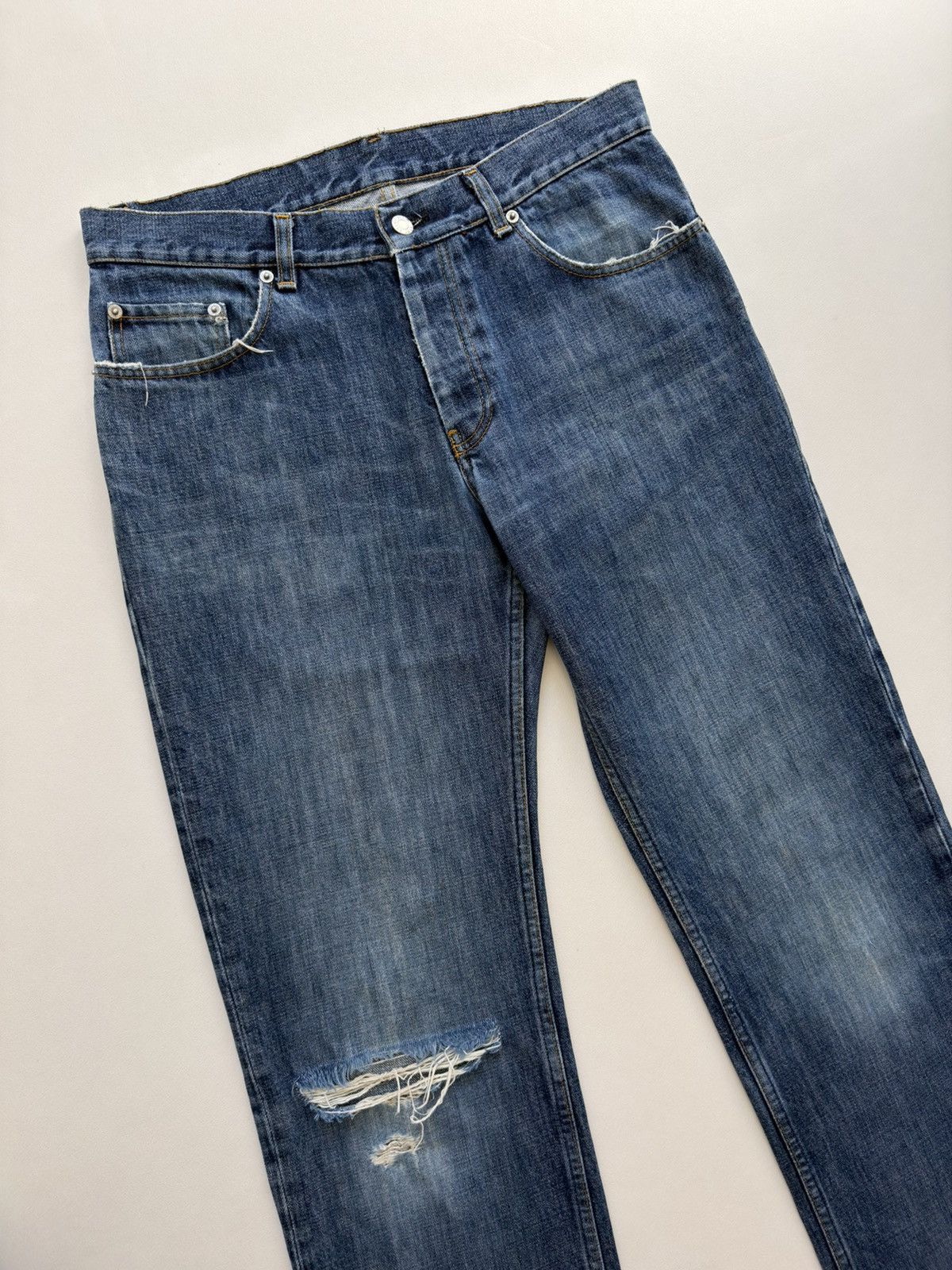 Helmut Lang Thrashed’ Vintage Classic Denim’ Jeans Size US 32 / EU 48 - 8 Thumbnail