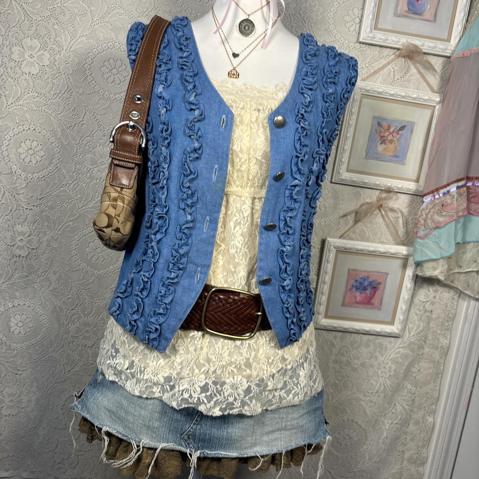 Other vintage denim ruffle western vest Size L / US 10 / IT 46 - 2 Thumbnail