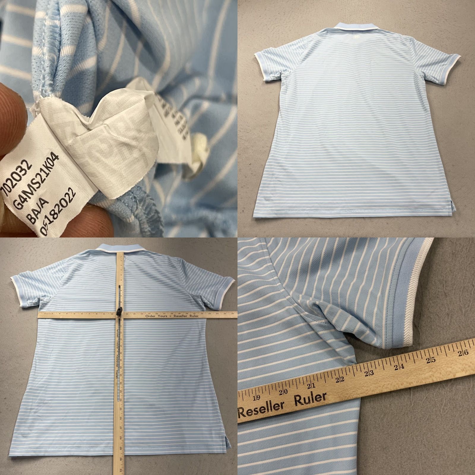 G/FORE G/Fore Polo Shirt Mens Large Blue Striped Golf Performance Perforated Stretch Size US L / EU 52-54 / 3 - 8 Thumbnail