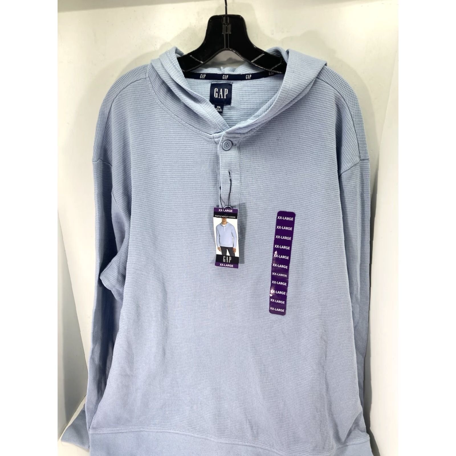 Gap VINTAGE Gap Waffle Henley Hoodie Shirt Men 2XL Blue Long Sleeve Pullover Casual NWT Size US XXL / EU 58 / 5 - 2 Thumbnail